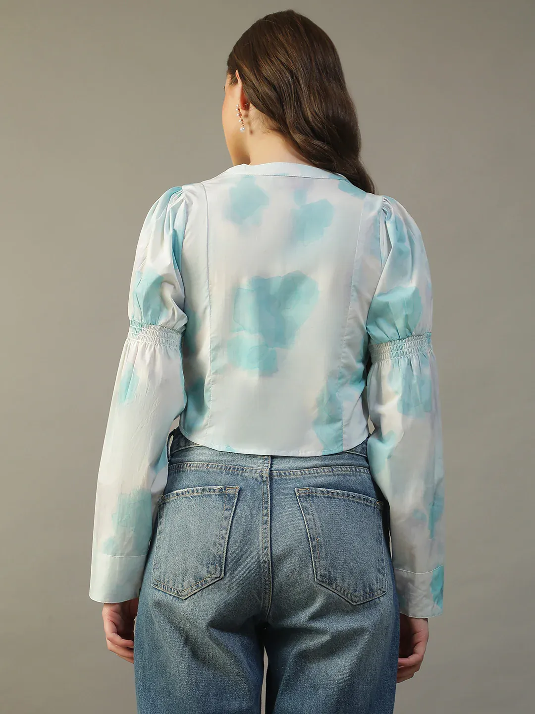 Blue Tie-Dye Women’s Crop Top - Image 3