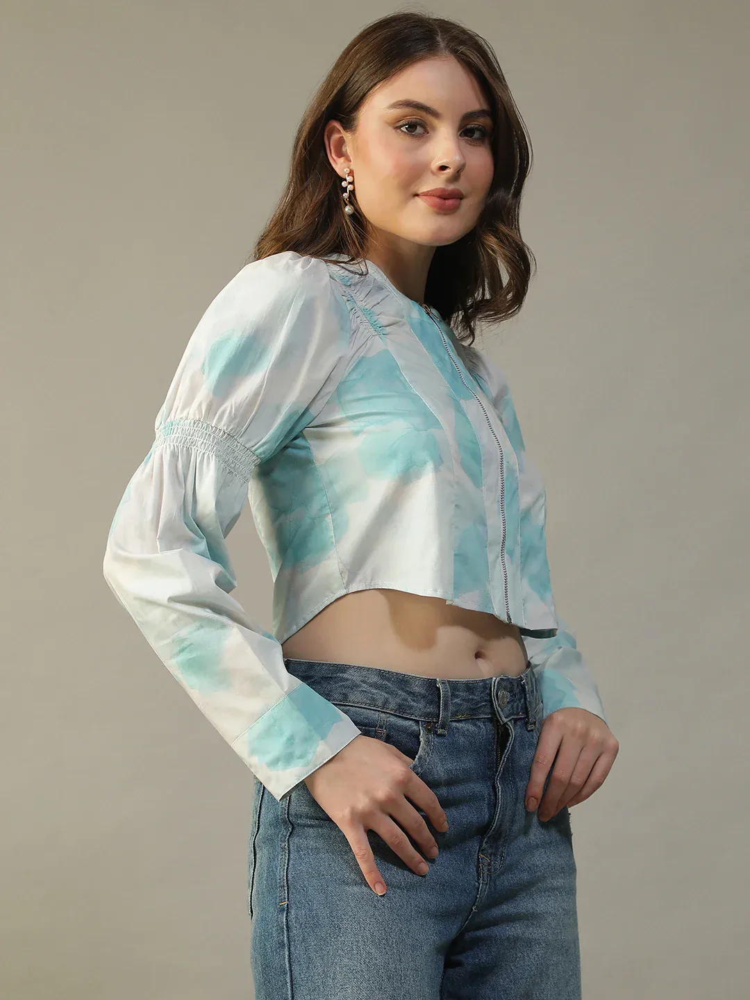 Blue Tie-Dye Women’s Crop Top - Image 4