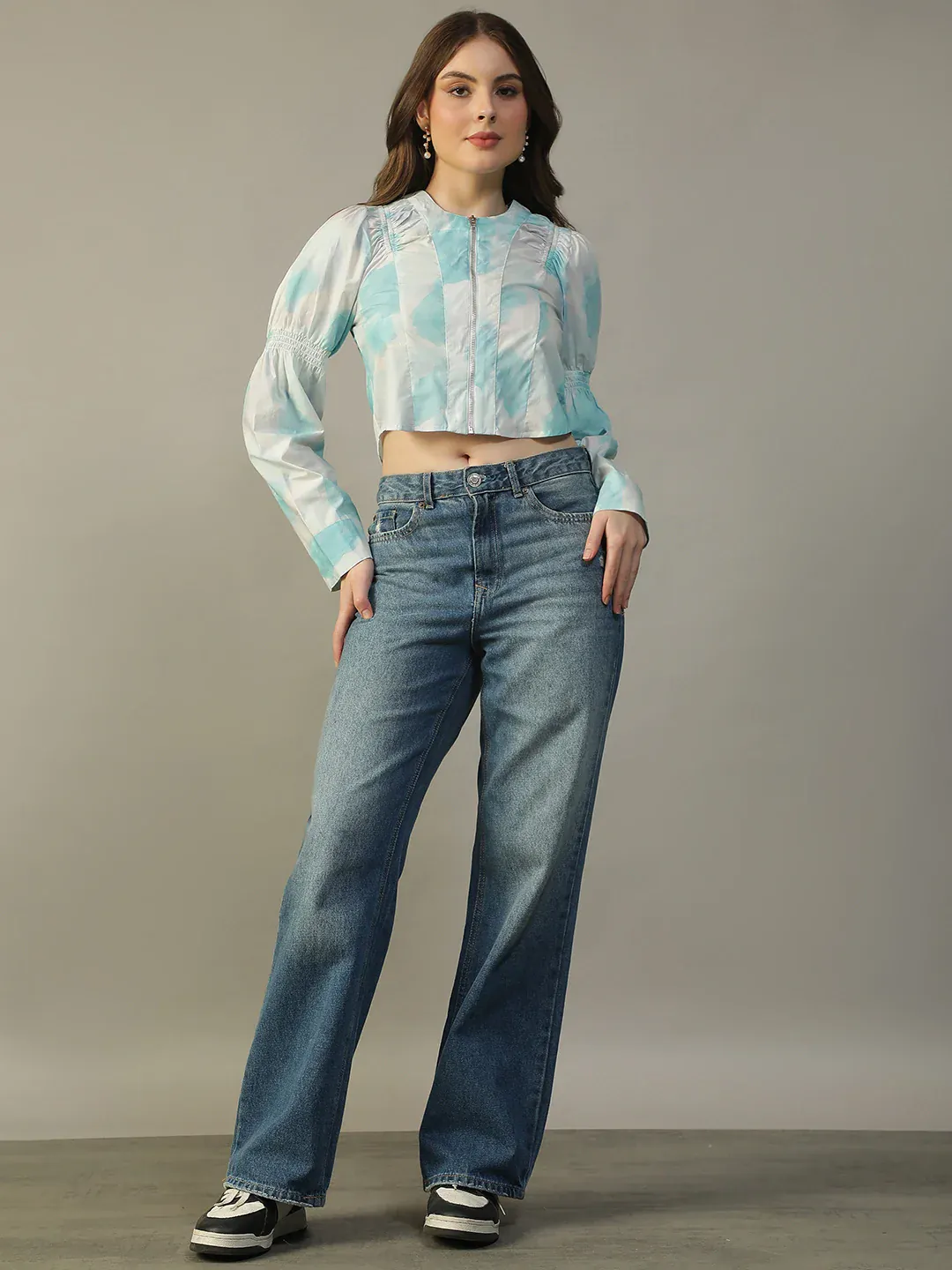 Blue Tie-Dye Women’s Crop Top - Image 8