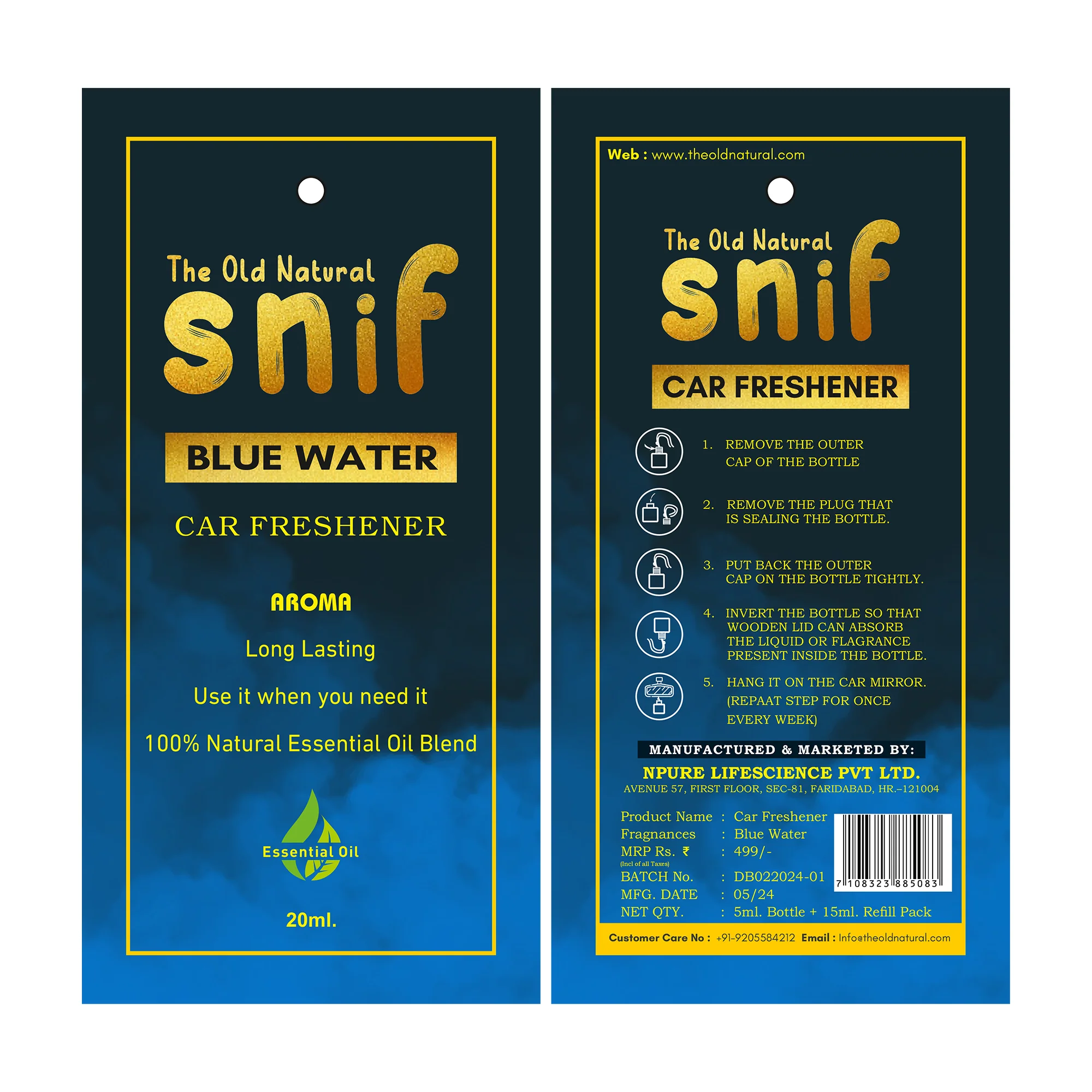 Blue Water Car Air Freshener with Essential Oil (Pack of 1) - Image 7