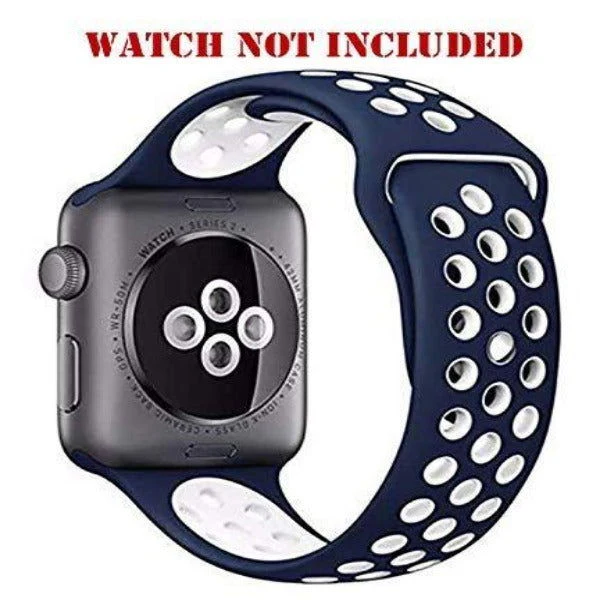 Blue White Dotted Silicone Strap For Apple Watch Series 1  (38mm/40mm/41mm) - Image 3