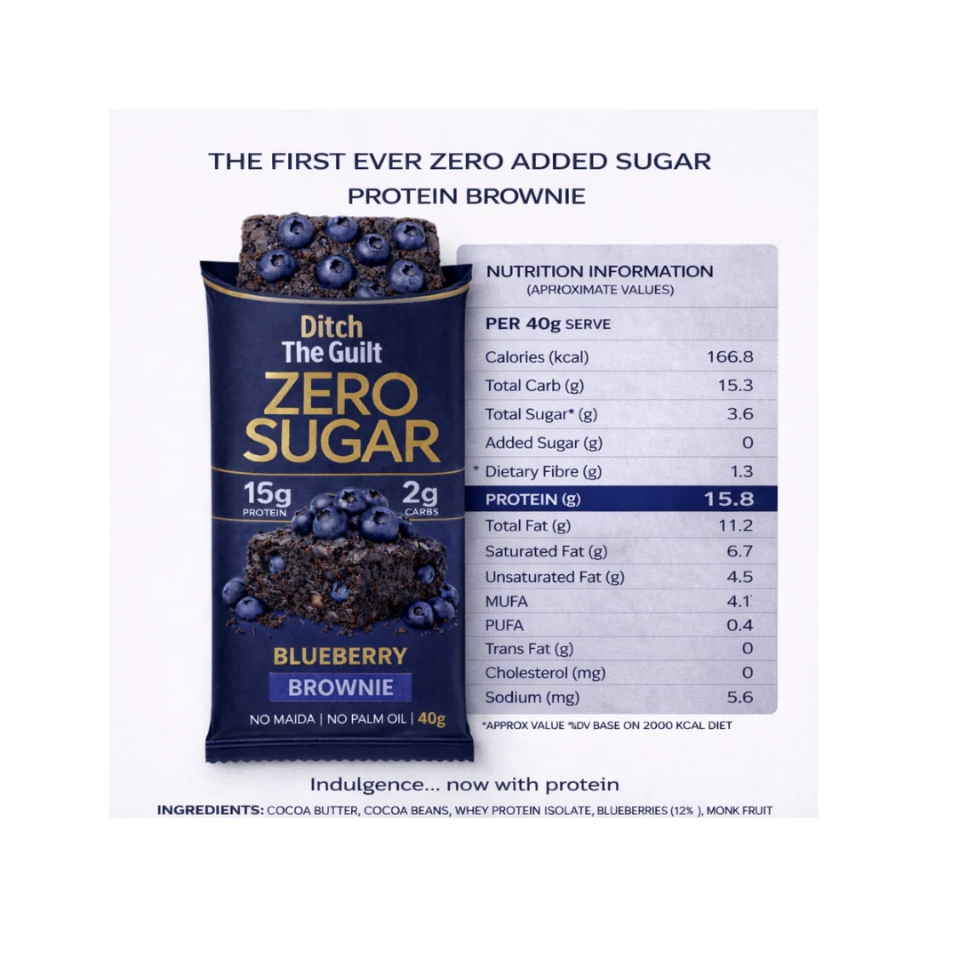 Blueberry Protein Brownie • 15g Protein • Sugar Free High Protein Brownies • 40g - Image 3