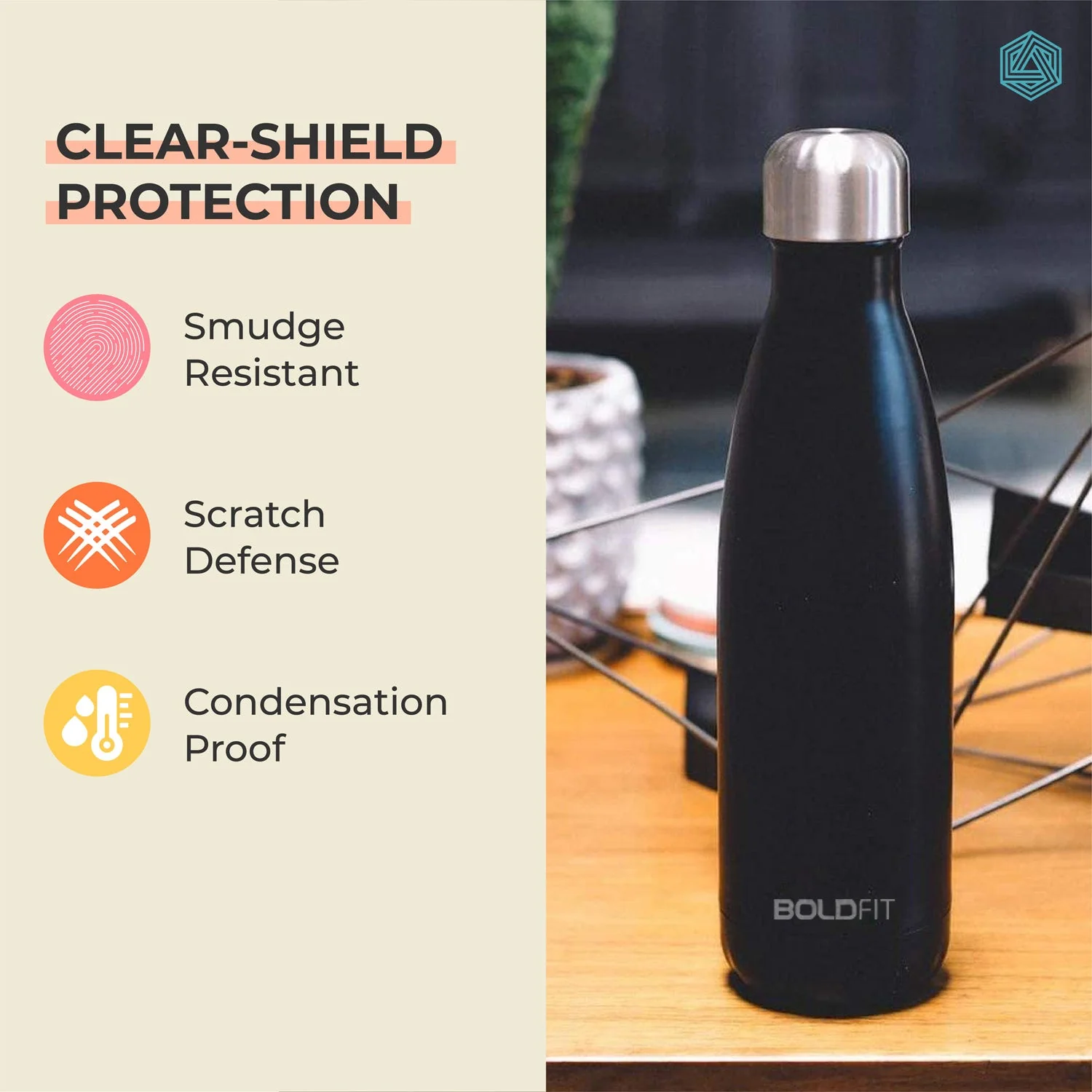 Boldfit Stainless Steel Water Bottle Black - Image 6