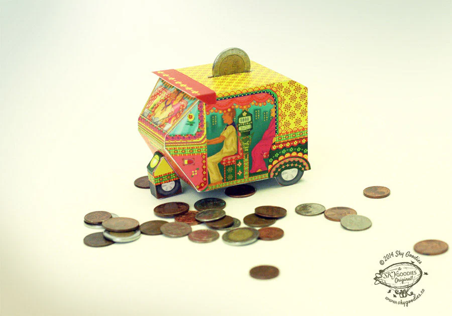 Bombay Auto Rickshaw Box: Pink design - DIY Paper Craft Kit - Image 5