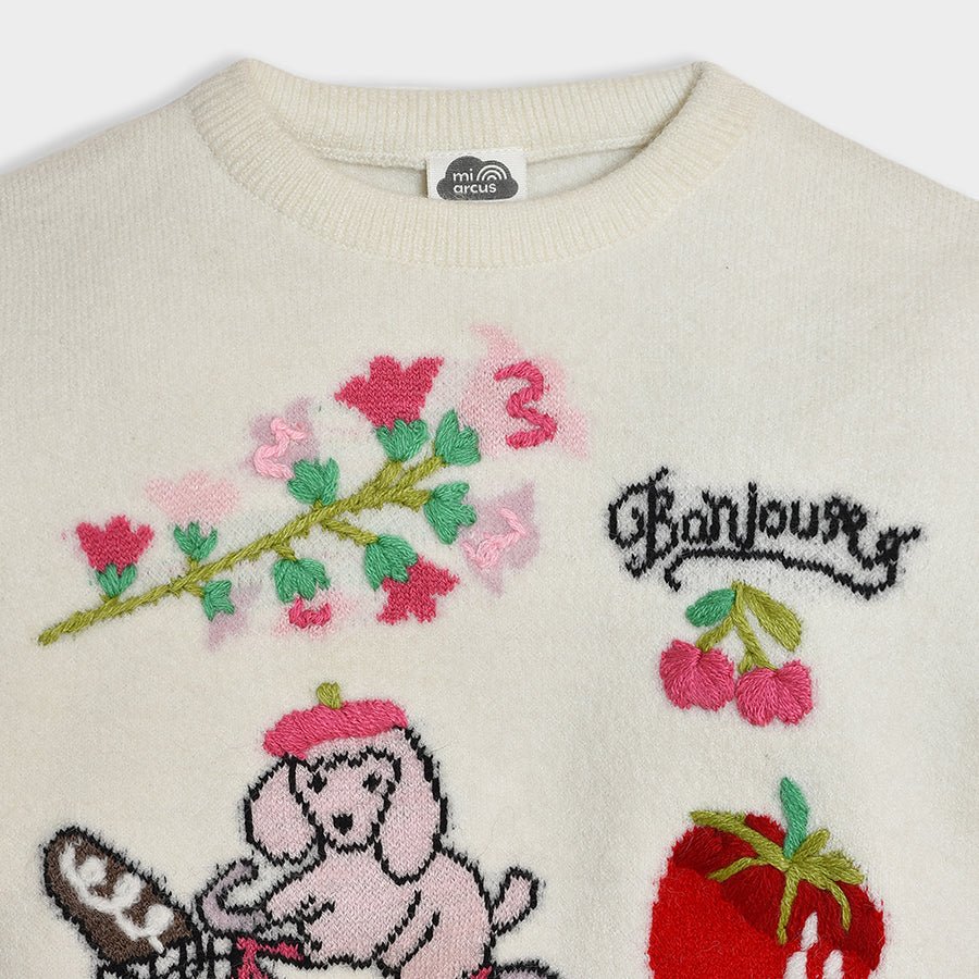 Bonjour Cream Knitted Sweater - Image 4