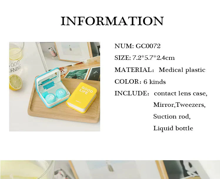 Book Shape Contact Lens Case Contact Eyes Lens Case With Mirror For Travel Case 1pc - Image 4