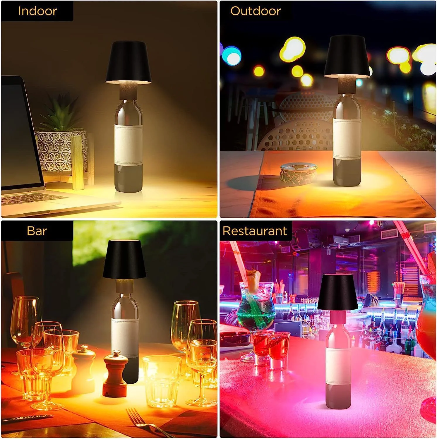 Boozify: Wine Bottle Topper LED Lamp USB-C Rechargeable with 3 Colour Adjustable Brightness & Touch Control - Image 7