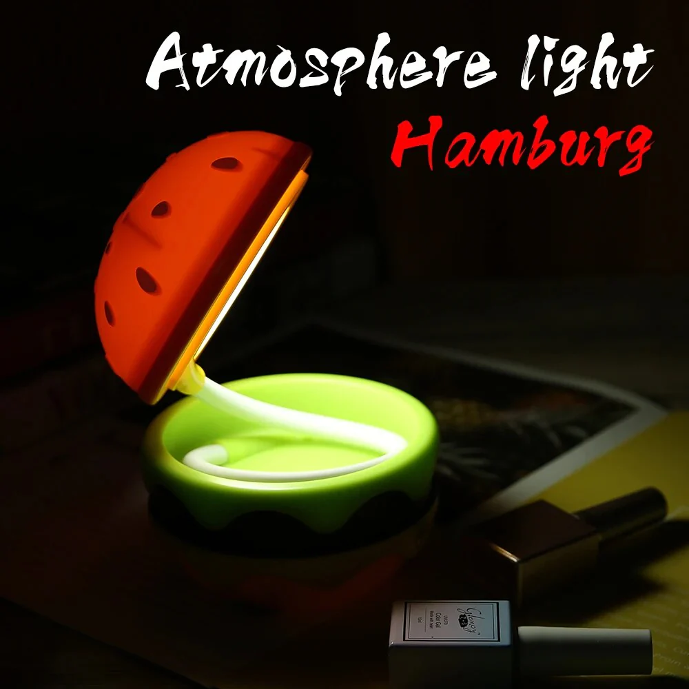 Borgir: Quirky Decor Burger Shaped Folding LED Table Lamp USB-C Rechargeable Cute Design Night Light - Image 7