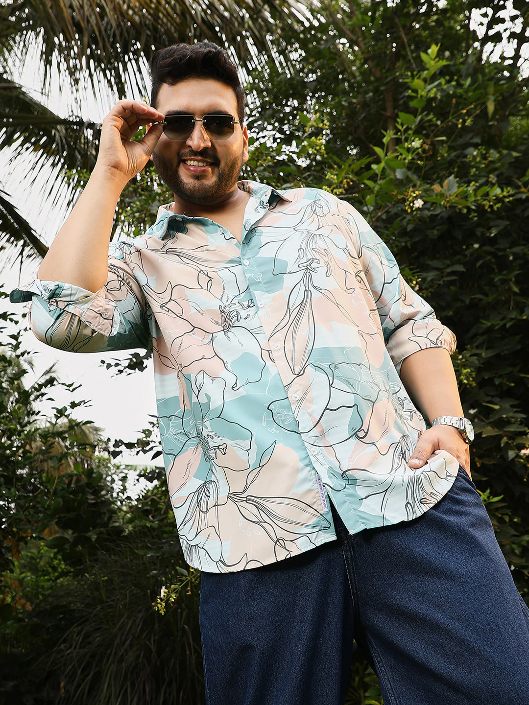 Botanical-Outline Imprint Shirt - Image 50