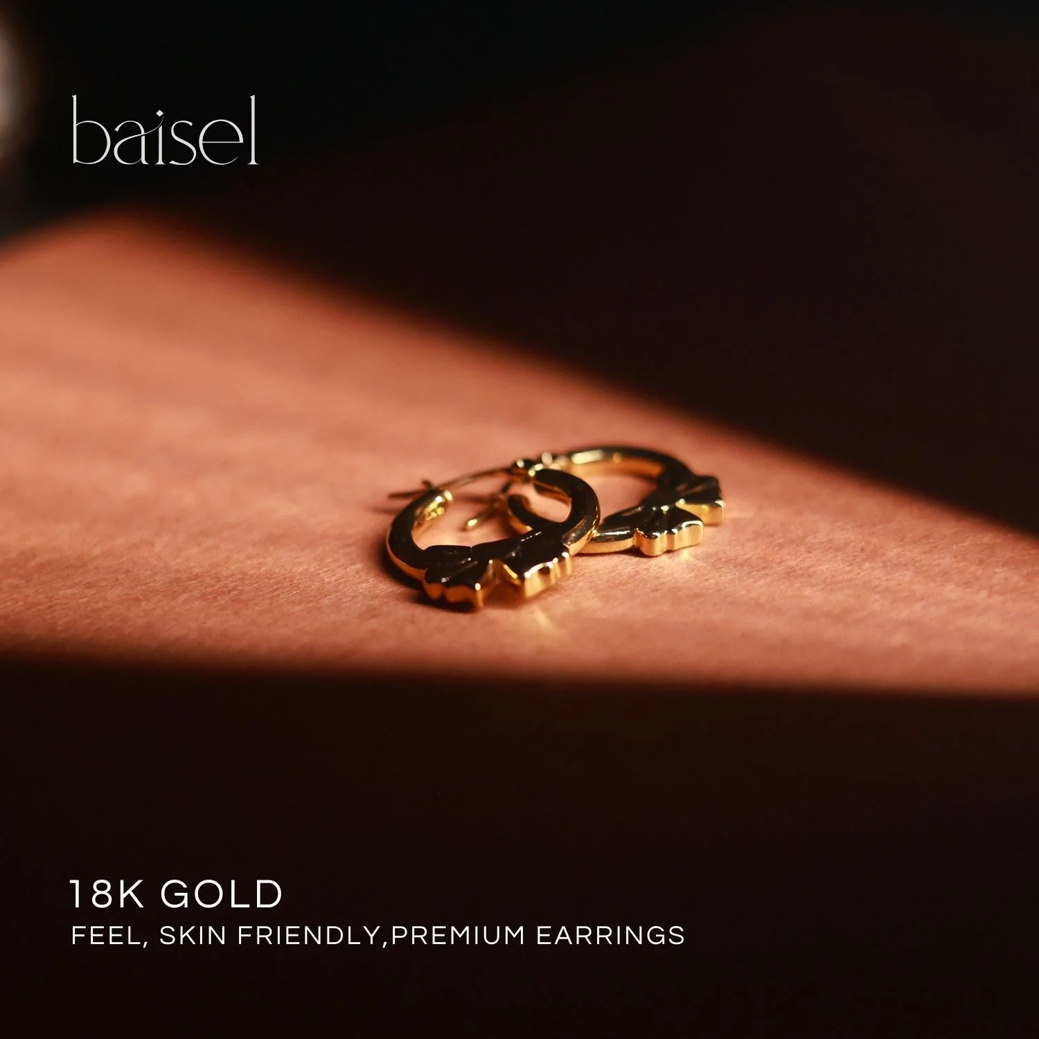 Bow Hoop Earrings – Gold - Image 4