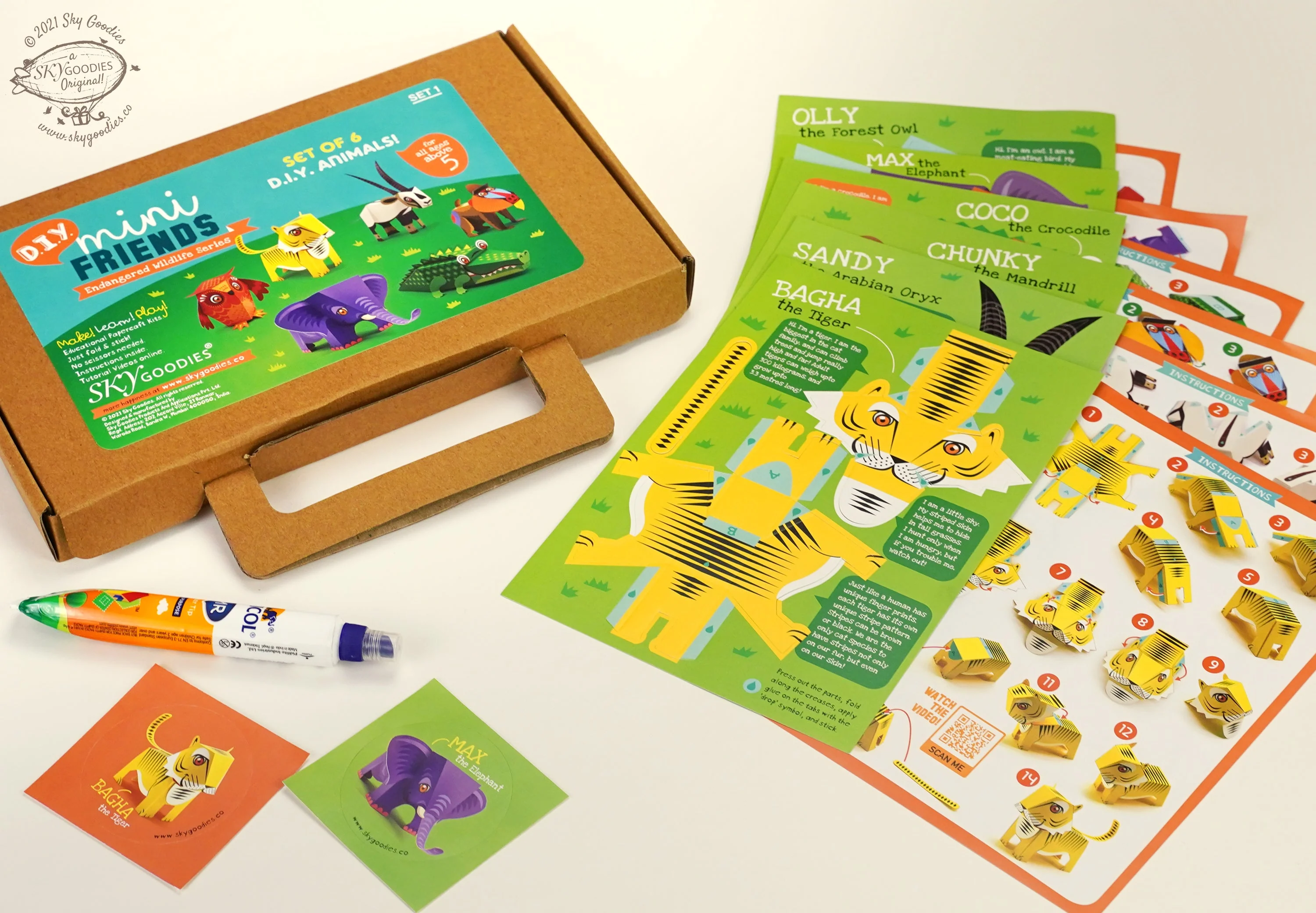 BOX SET 1: Set of 6 DIY Mini Endangered Animals Paper Craft Kits - Image 4