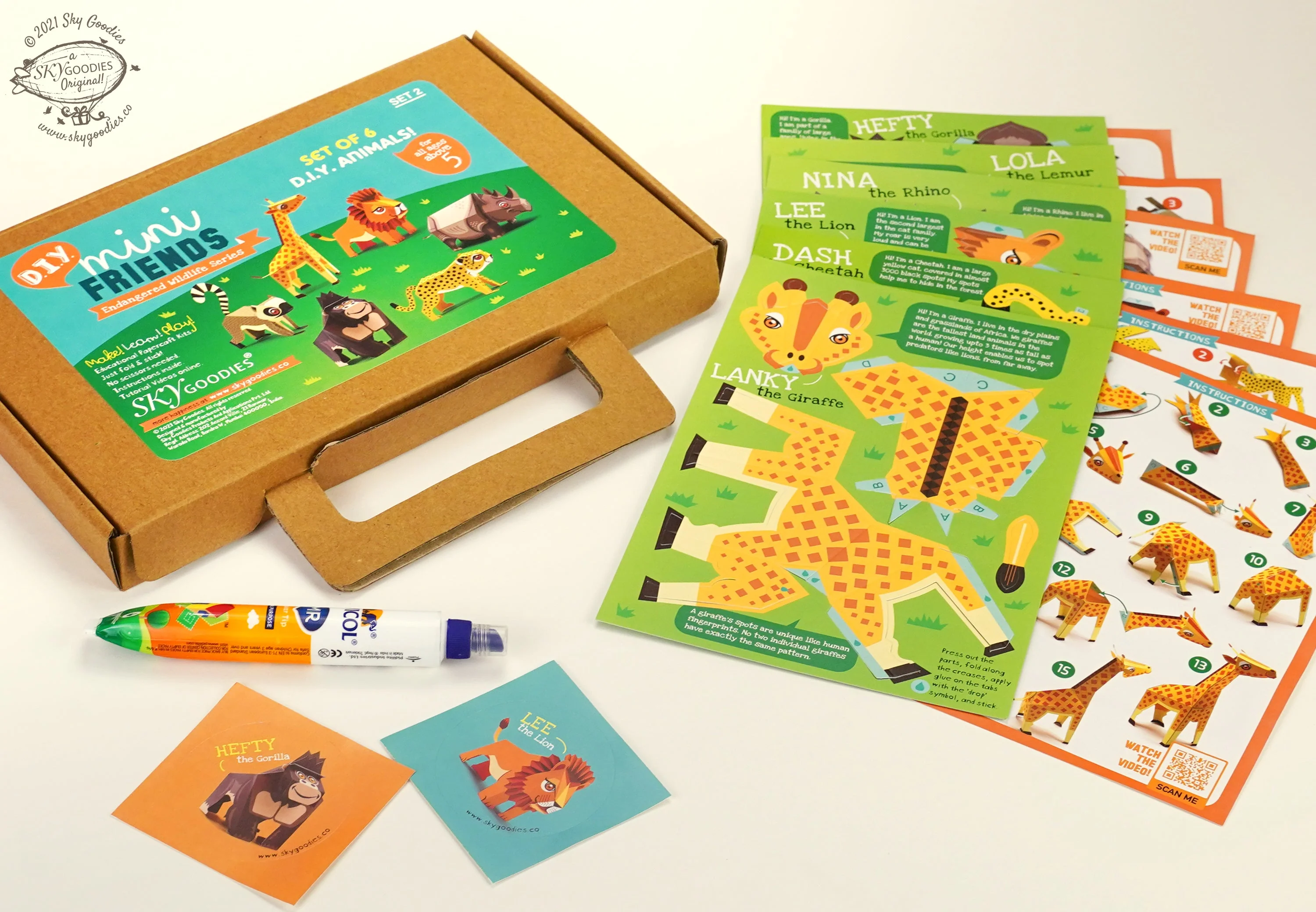 BOX SET 2: Set of 6 DIY Mini Endangered Animals Paper Craft Kits - Image 4