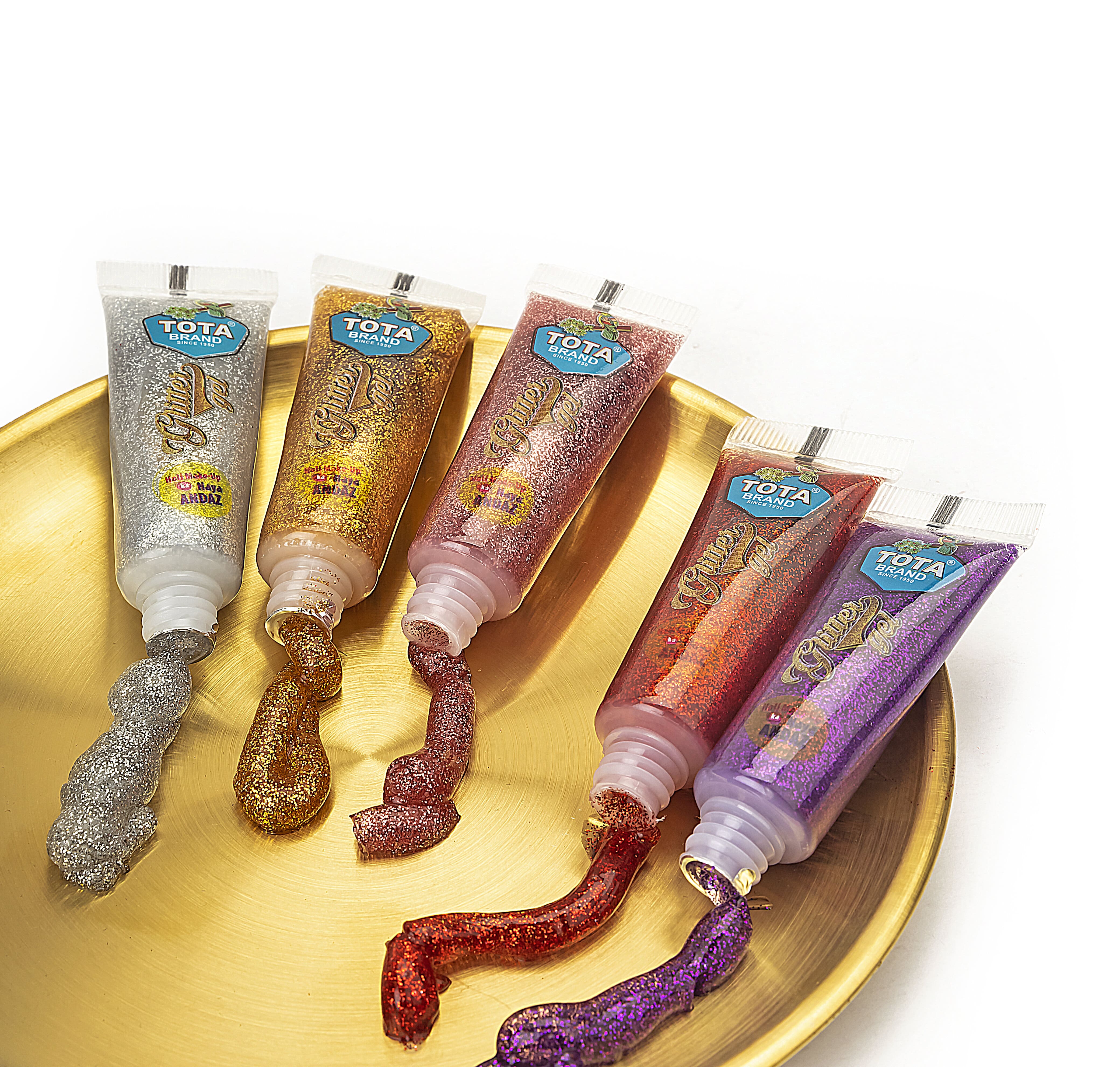 Brand Glitter Holi Gel Set, 5 Metallic Colours, Face and Body Cosmetic Sparkle Gel - Image 4