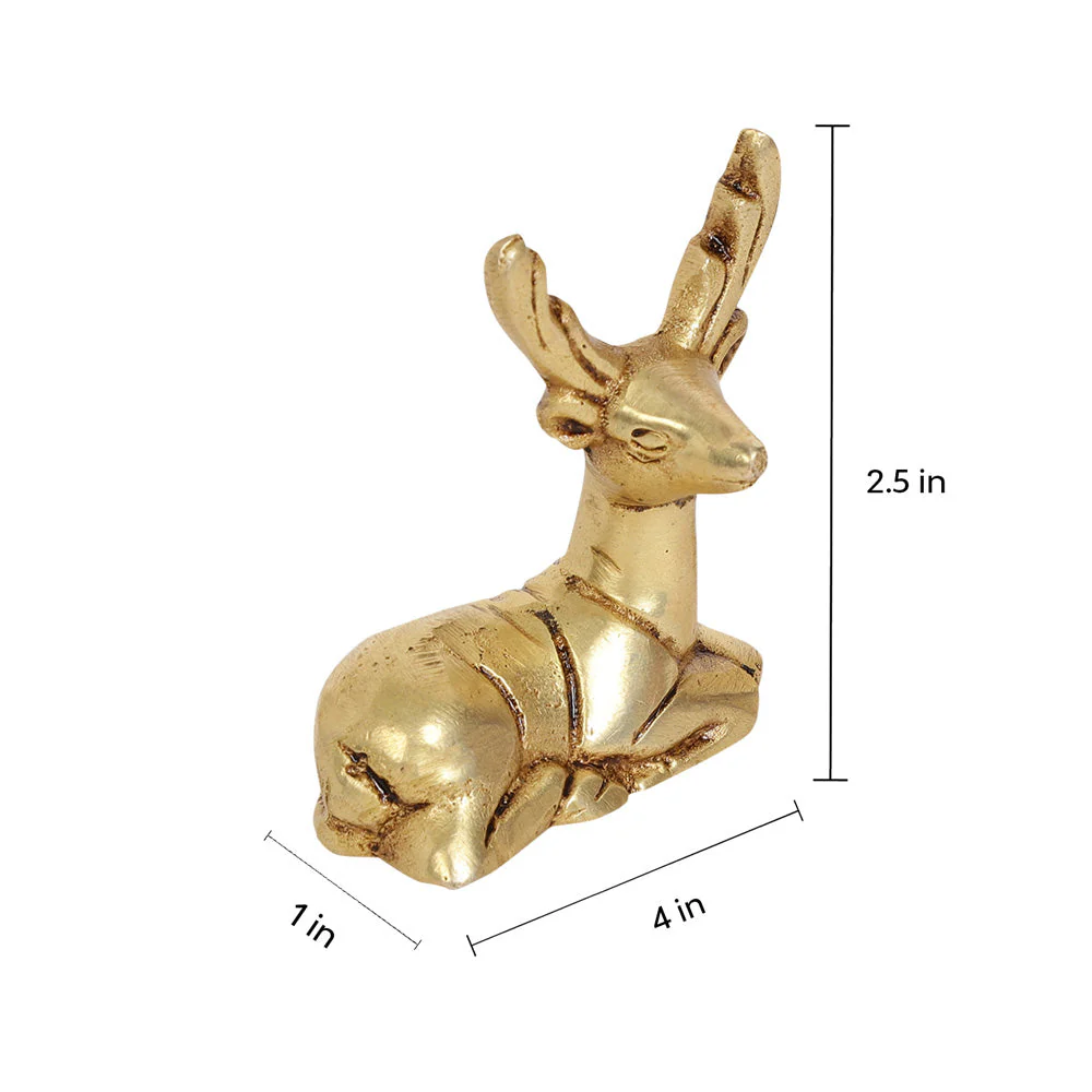Brass Deer Figurines | Set Of 2 | 100% Pure Brass | Yellow Antique Finish - Image 10