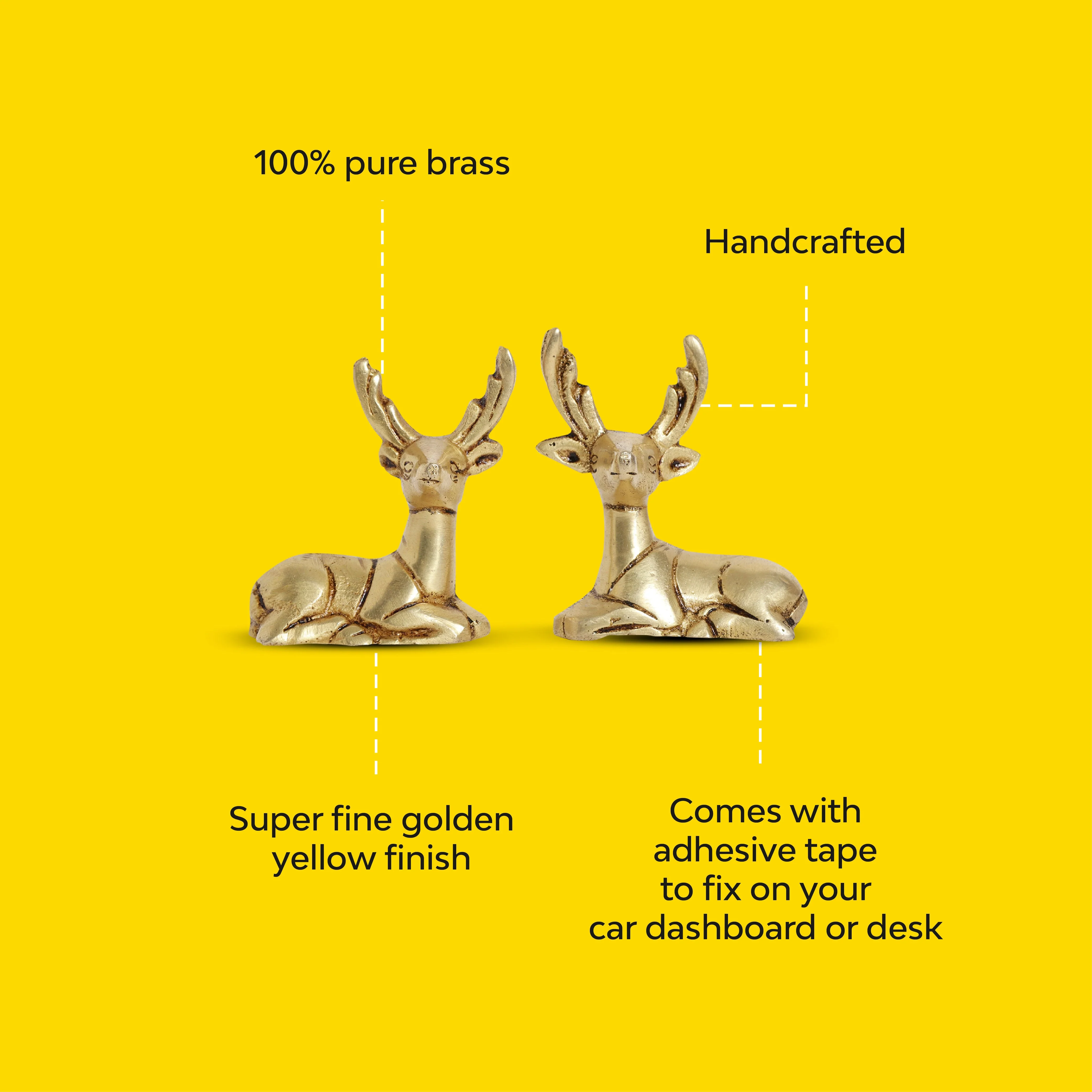 Brass Deer Figurines | Set Of 2 | 100% Pure Brass | Yellow Antique Finish - Image 9