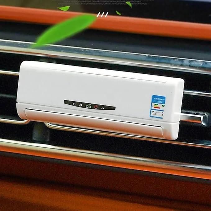 BreezeMini: Quirky Car Air Freshener 2-Unit Air Conditioner Design with Refillable Fragrance, Solar Power & Rotating Fan Car Decor - Image 2