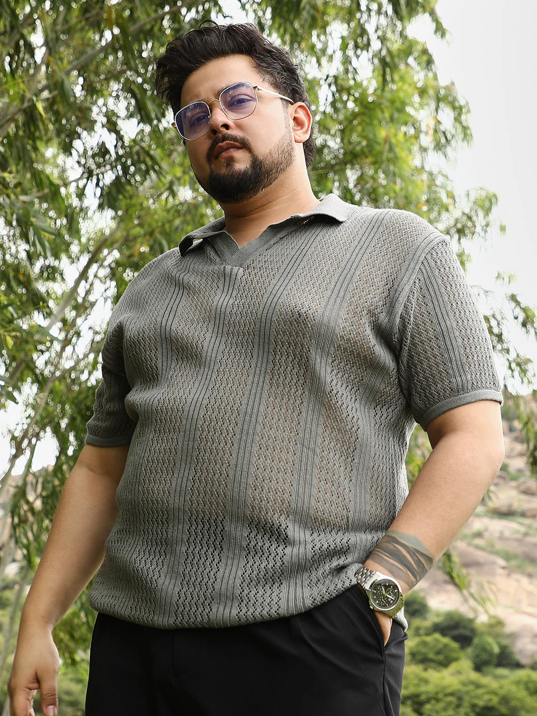 Brick-Textured Polo T-Shirt - Image 14