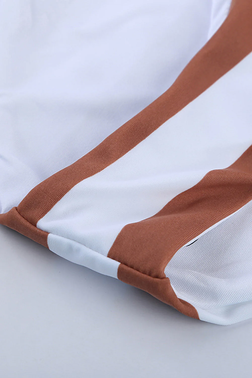 Brown Athletic Striped Tank High Waisted Swimsuit - Image 11