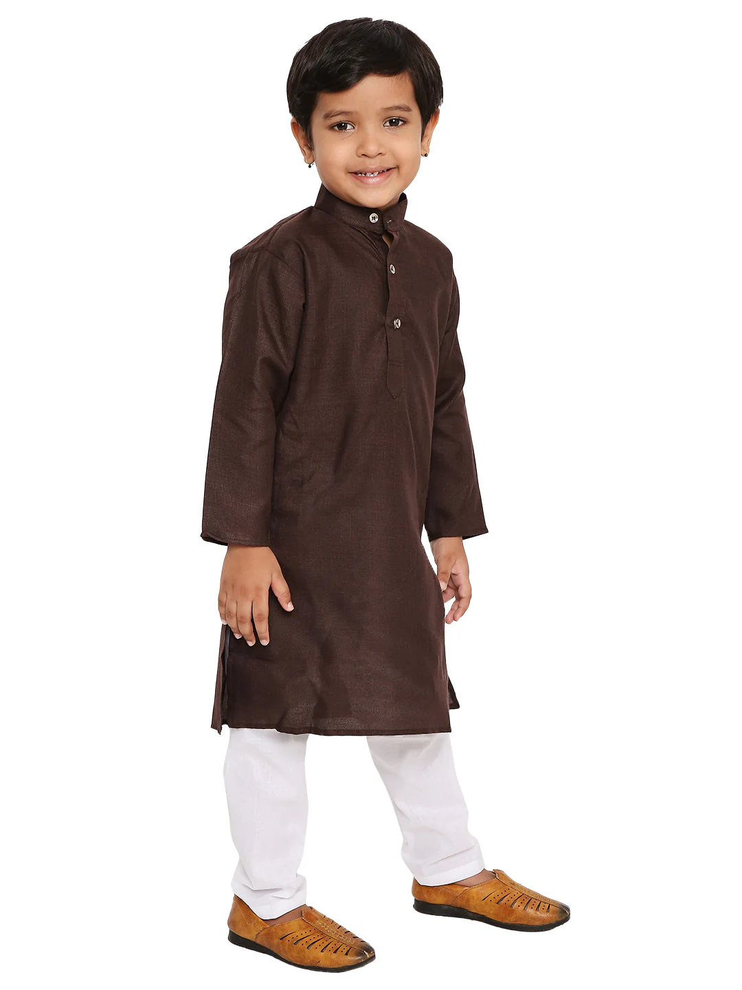 Brown Cotton Blend Kurta - Image 2