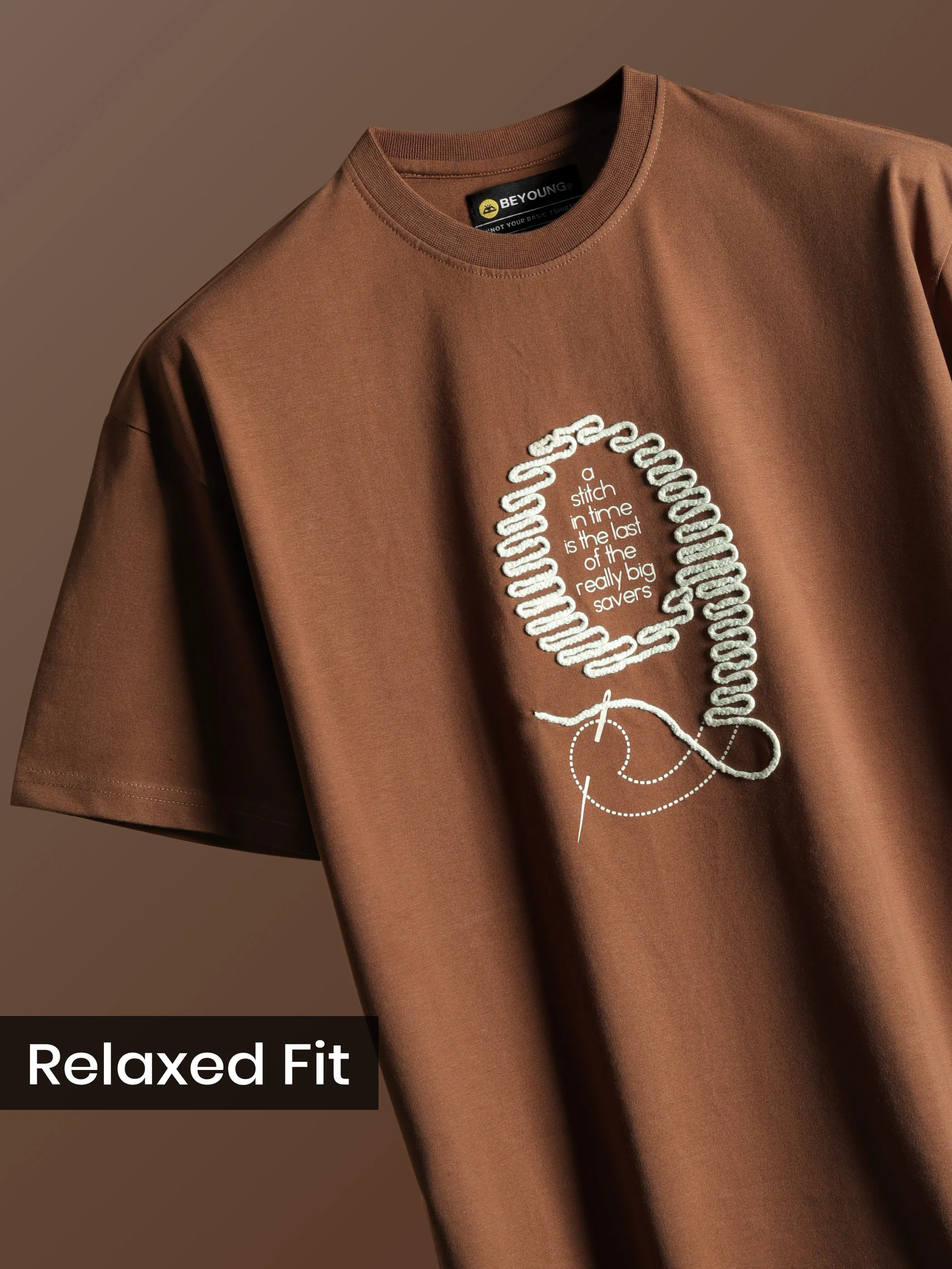 Brown Stitch In Time T-shirt - Image 2