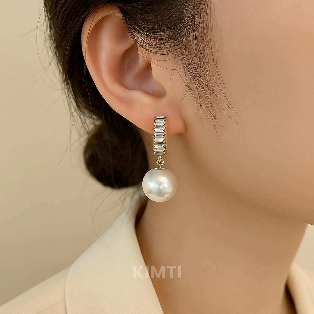 Business Classic White Earring - Image 2