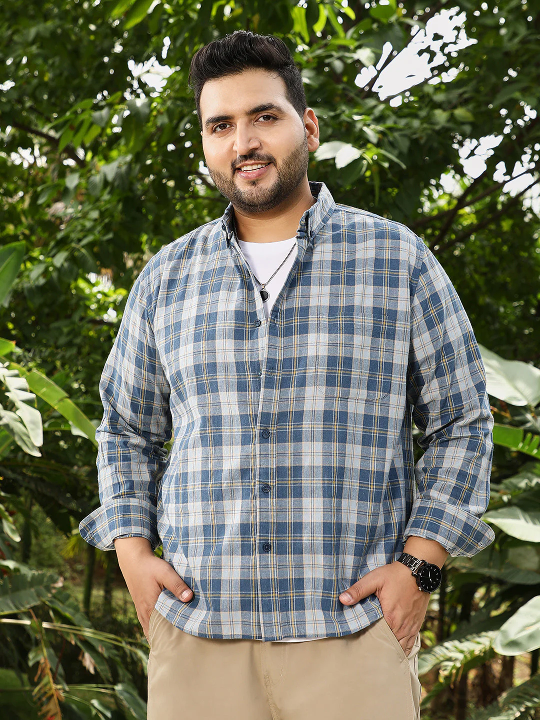 Button-Down Plaid Regular Shirt - Image 2