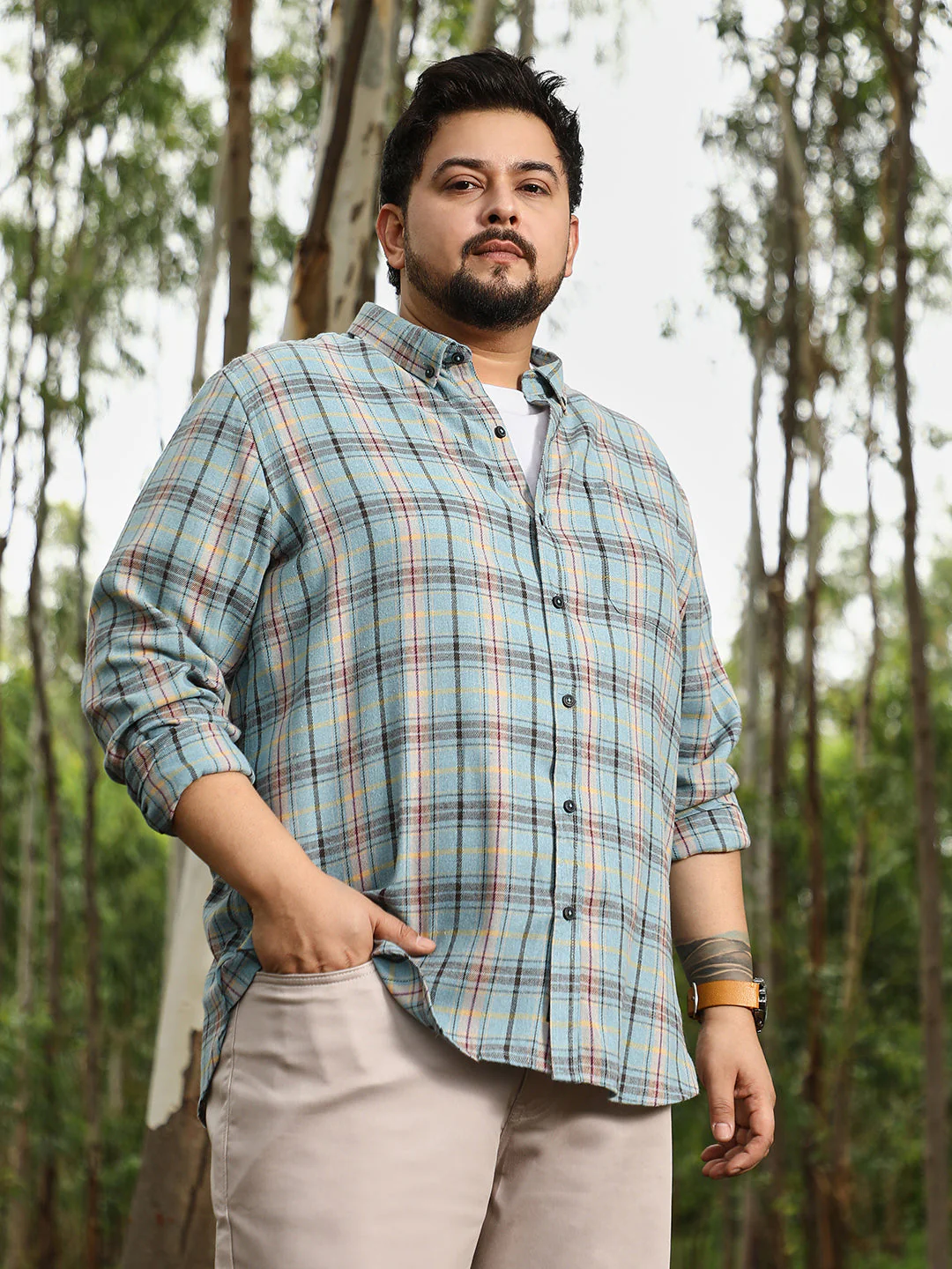 Button-Down Plaid Shirt - Image 3