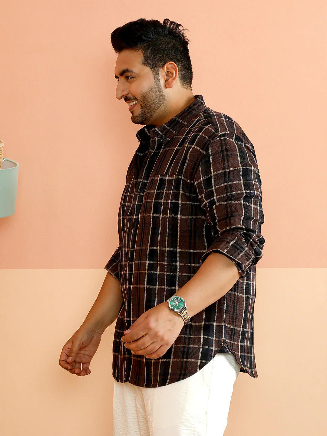 Button-Down Tartan-Woven Shirt - Image 3