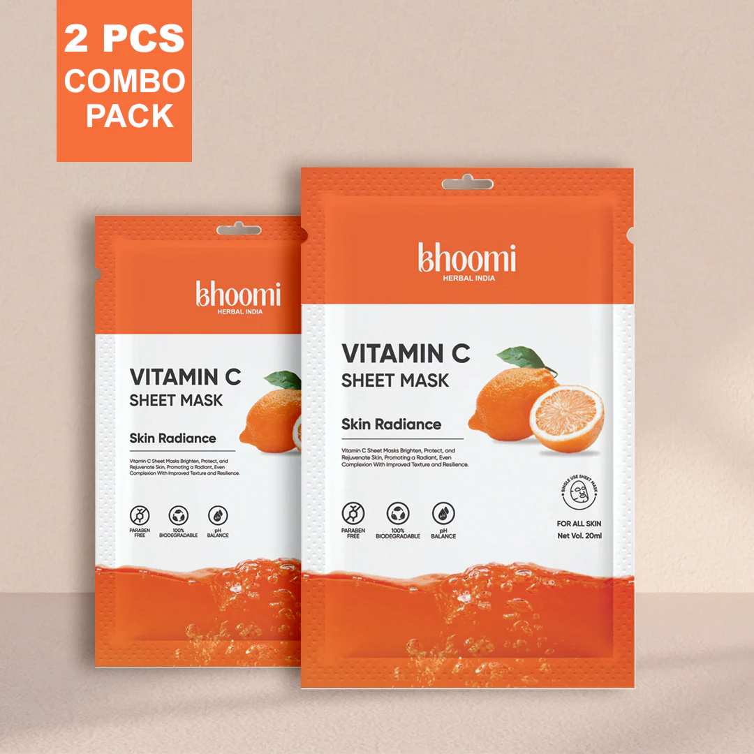 Buy 1 Get 2 FREE | Buy Bhoomi Herbal India Vitamin C Face Serum (30 ml) + Get 2 Vitamin C Sheet Mask FREE - Image 3