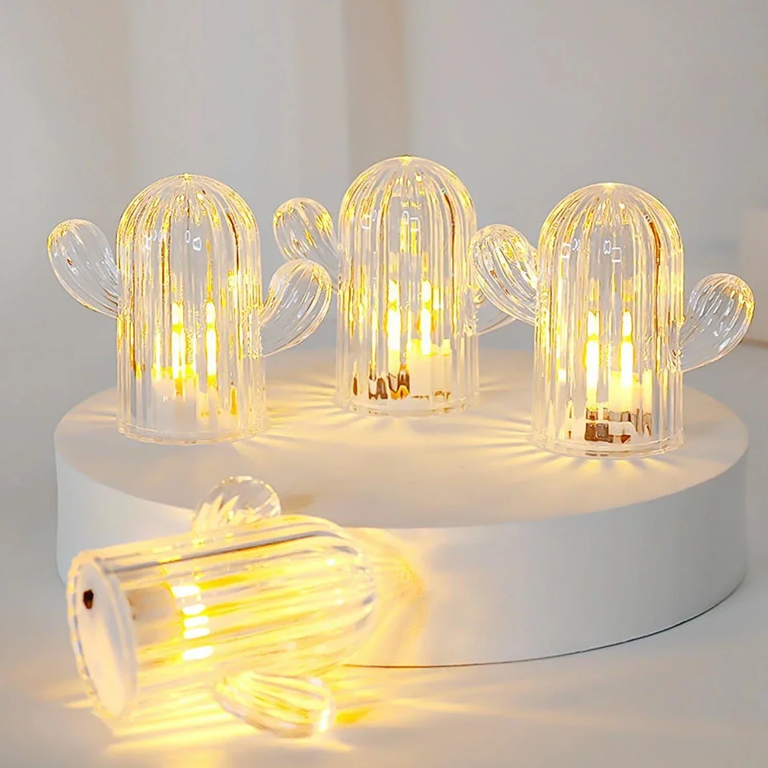 CactiGlow: Cute Cactus LED Night Light Set of 4 Warm & Cozy Portable Lamps for Home Décor, Desk & Gifts - Image 2