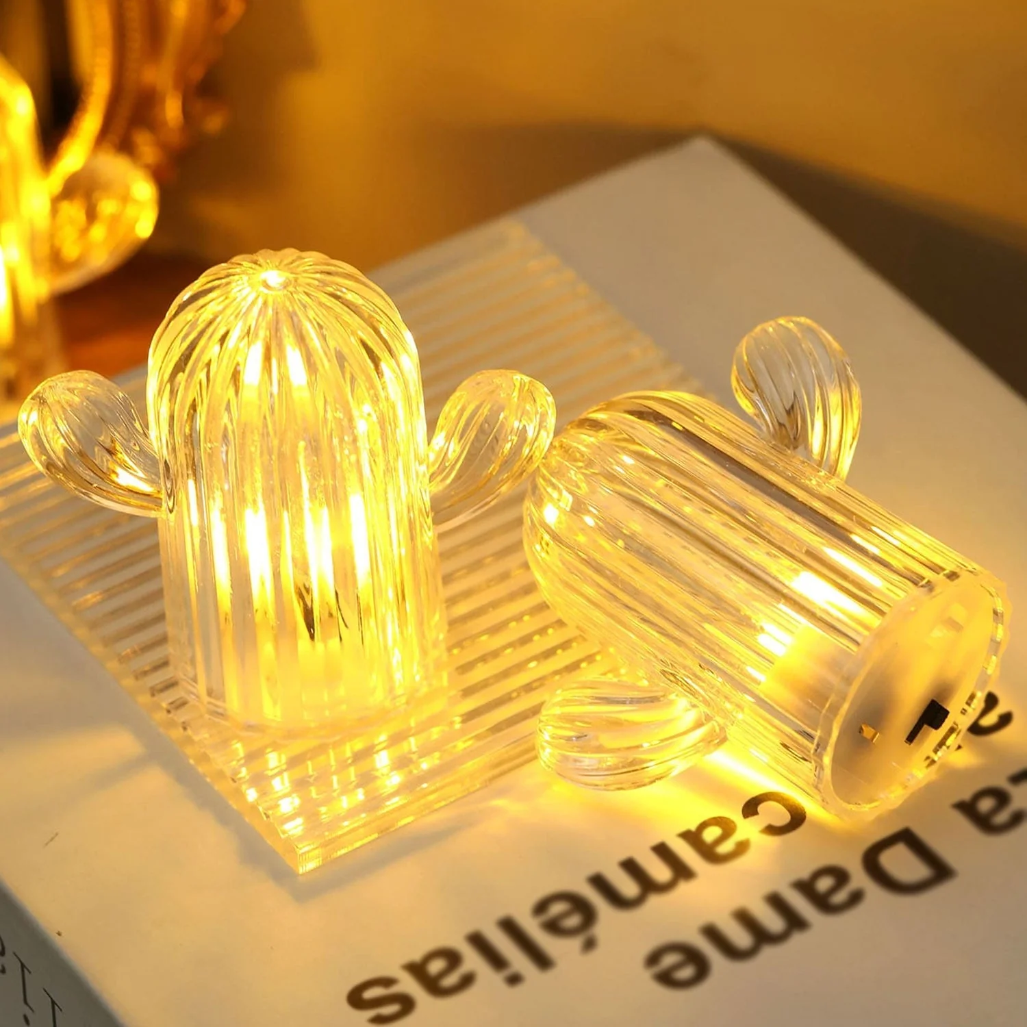 CactiGlow: Cute Cactus LED Night Light Set of 4 Warm & Cozy Portable Lamps for Home Décor, Desk & Gifts - Image 3