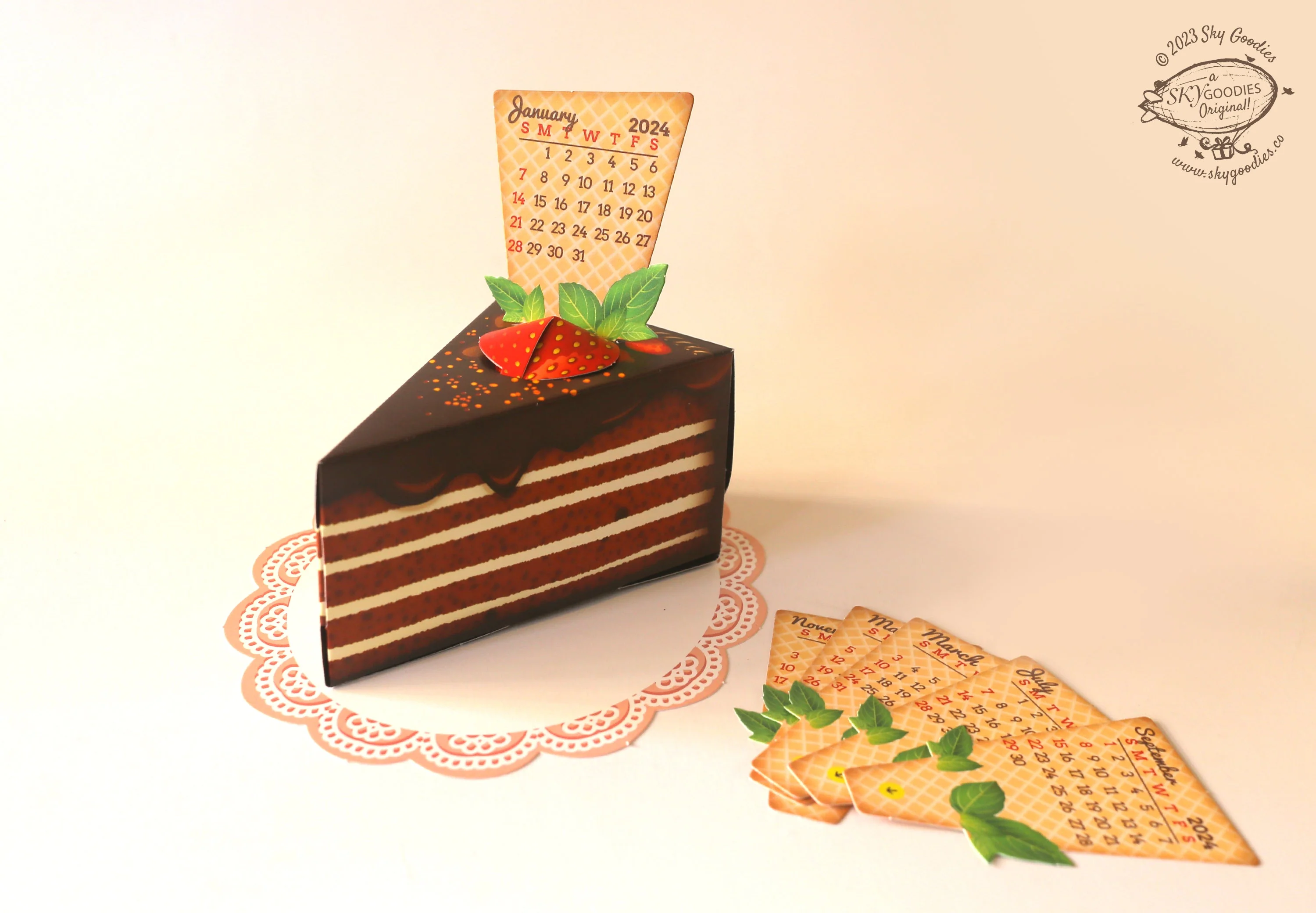 Cake Desk Calendar 2024 - DIY Paper Craft Kit - Image 2