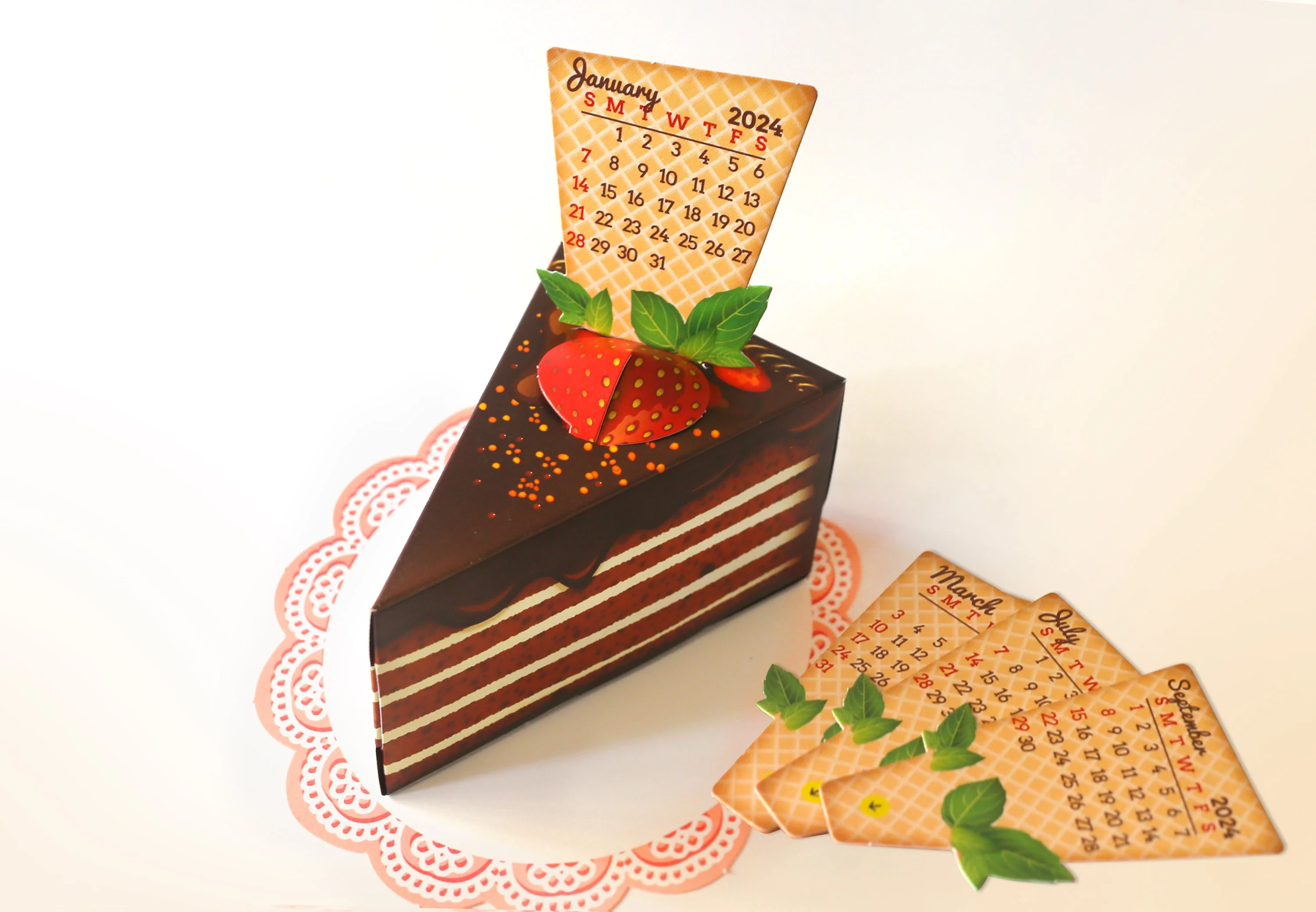 Cake Desk Calendar 2024 - DIY Paper Craft Kit - Image 7