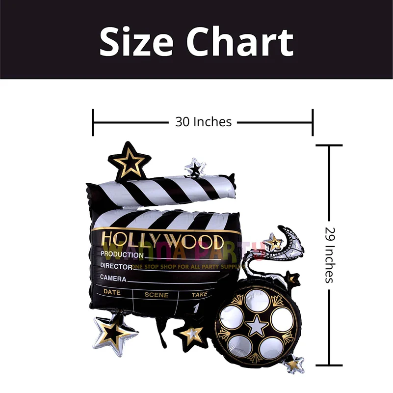 Camera Action Hollywood Themed Foil Balloon(Multicolor) (Pack of 7) - Image 3