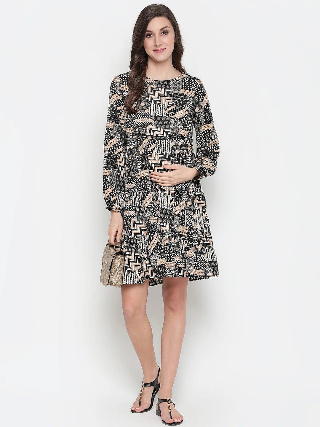 Canva Unstructured Print With Feeding Zip Maternity Dress Now - Image 8