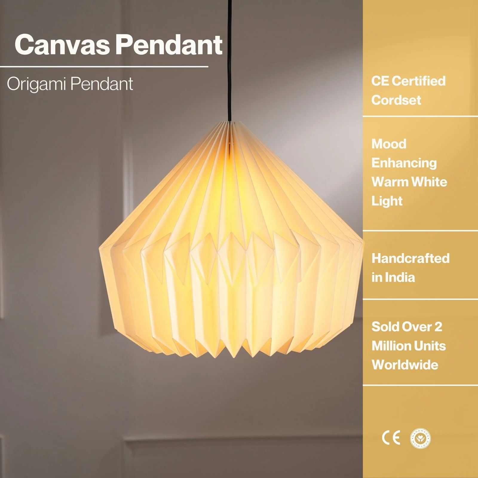 Canvas Origami Pendant Lamp - Scandinavian Design, Handpleating, Origami Lampshade - Paper Origami Pendant Light, Handpleating Hanging Light - Image 5