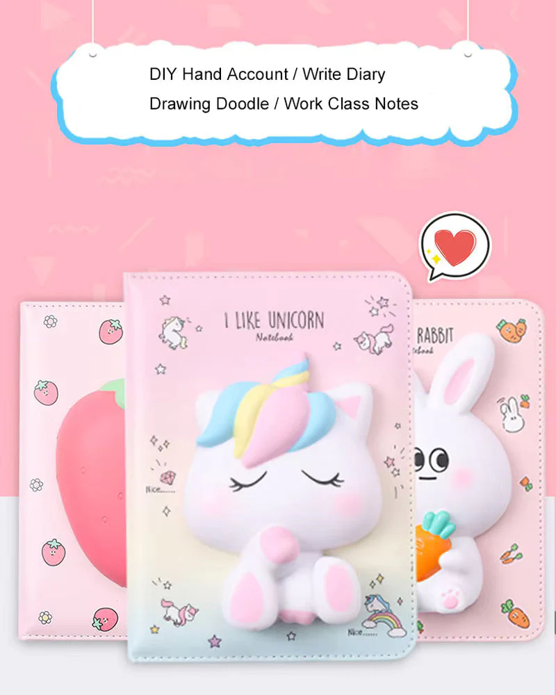 Cartoon Squishy Cover Notebook For Stress Relief And Mindfulness Writing 1pc - Image 2