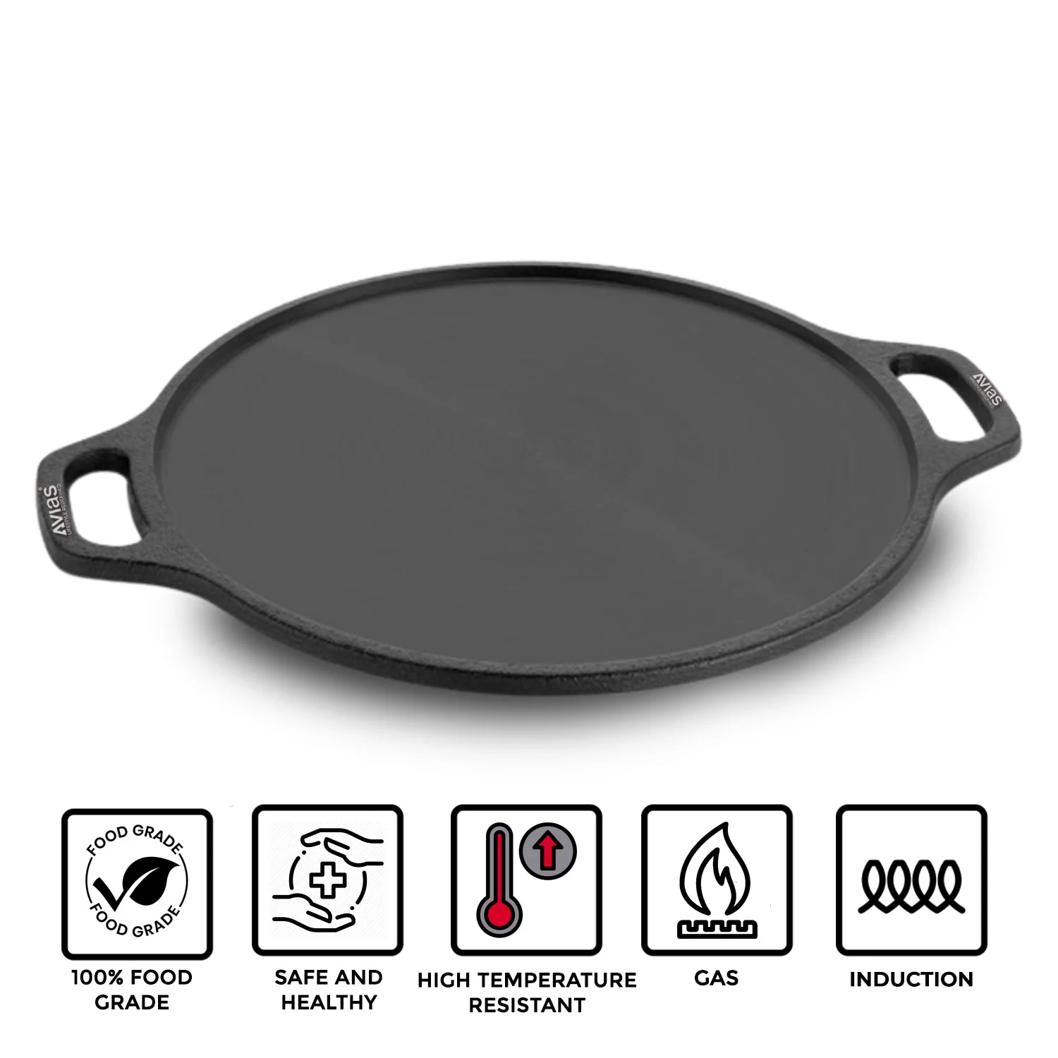 Cast Iron Dosa Tawa Pan/ Dosa Kallu/ Chapati Tawa/ Roti Iron Tawa |12 Inch Pan| Pre-Seasoned Cookware | Induction Friendly | 100% Natural & Toxin-Free - Image 4
