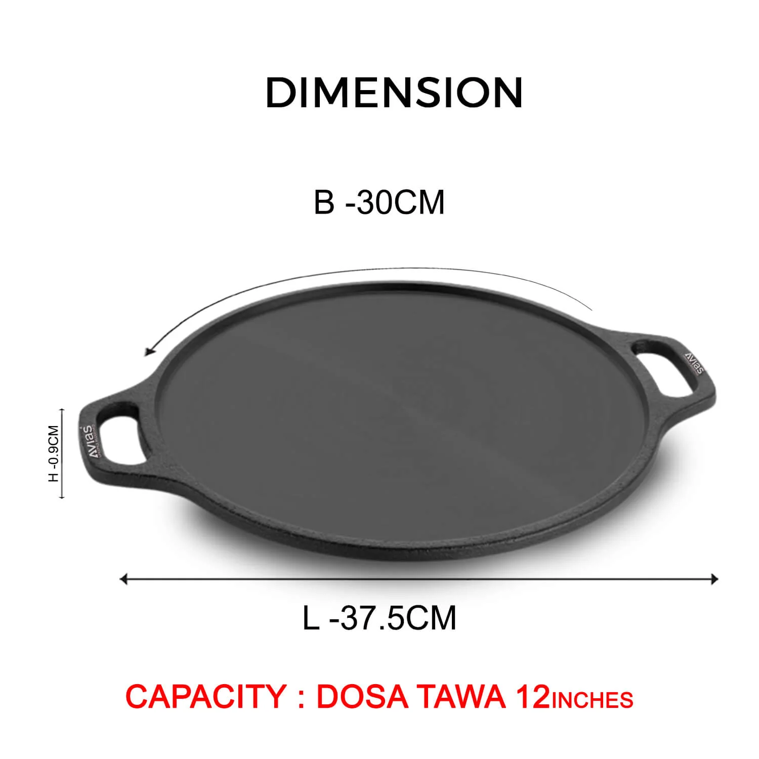 Cast Iron Dosa Tawa Pan/ Dosa Kallu/ Chapati Tawa/ Roti Iron Tawa |12 Inch Pan| Pre-Seasoned Cookware | Induction Friendly | 100% Natural & Toxin-Free - Image 5