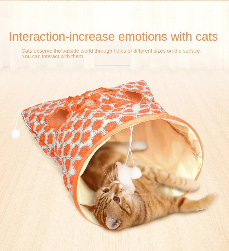 Cat Play Tunnel Bag Interactive Crinkle Play Tube with Toy Mouse - Image 2