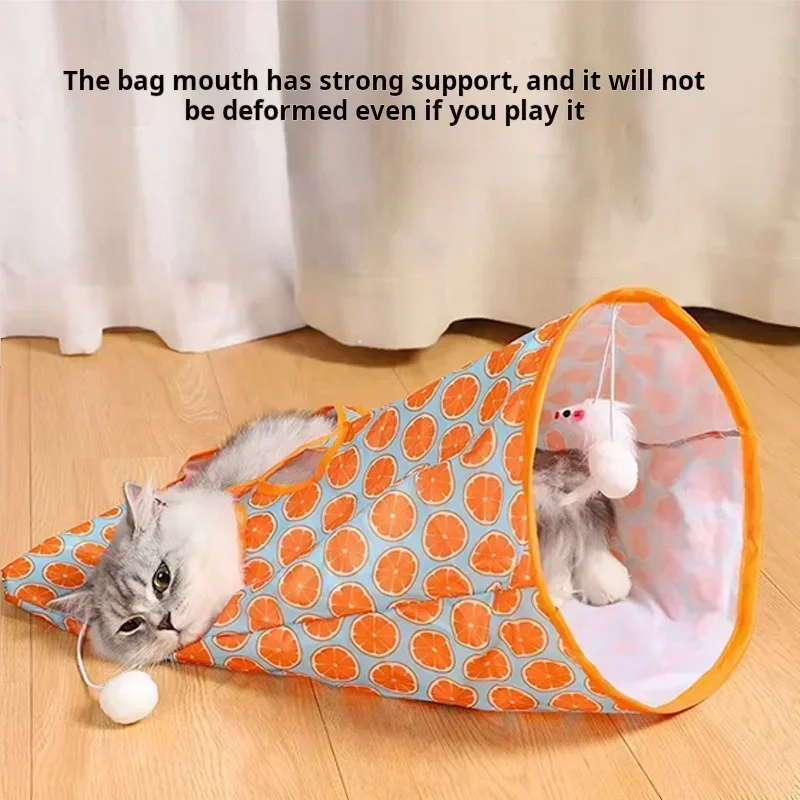 Cat Play Tunnel Bag Interactive Crinkle Play Tube with Toy Mouse - Image 6