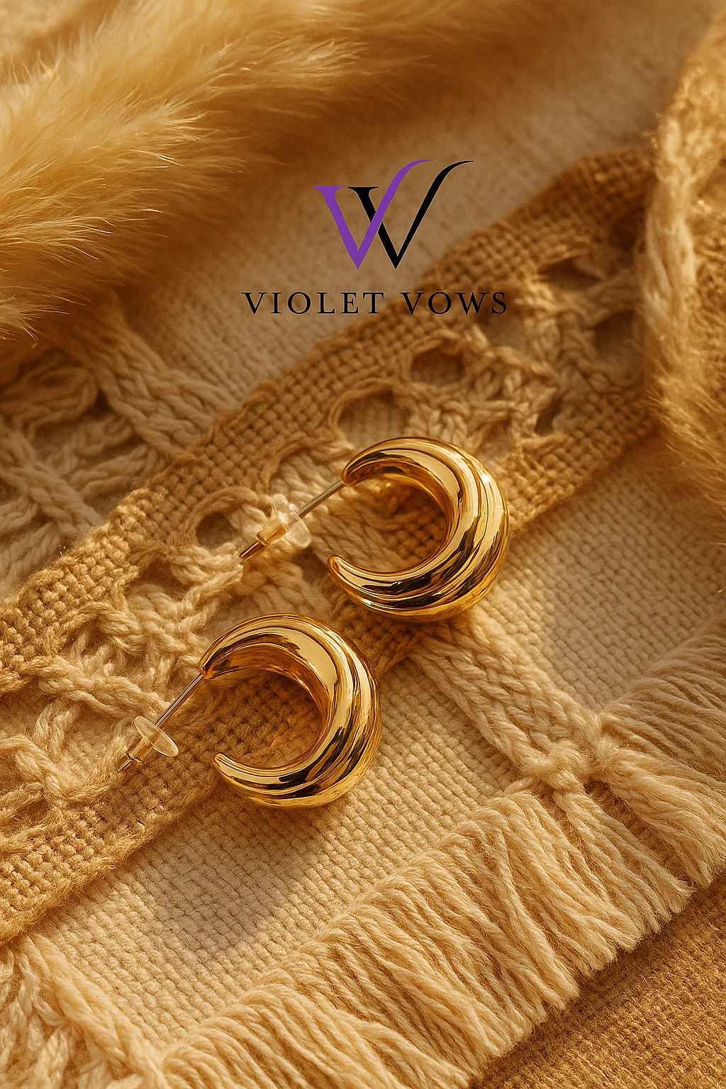 Celestial Gold Crescent Moon Hoop Earrings - Image 2