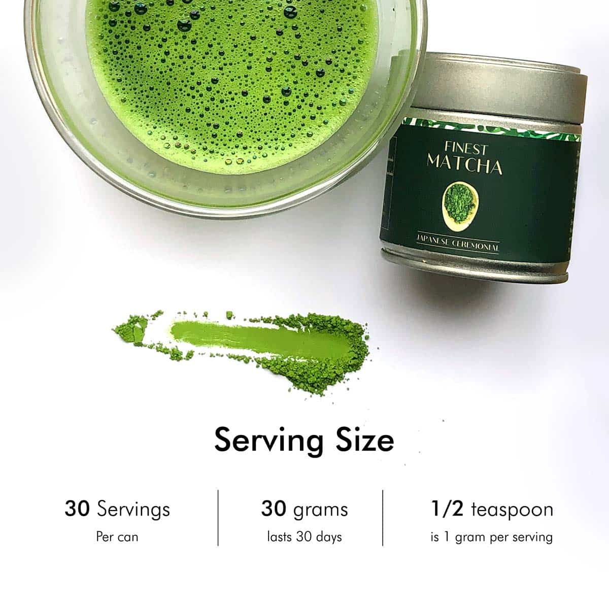 Ceremonial Matcha Green Tea, 30g + Bamboo Whisk - Image 3