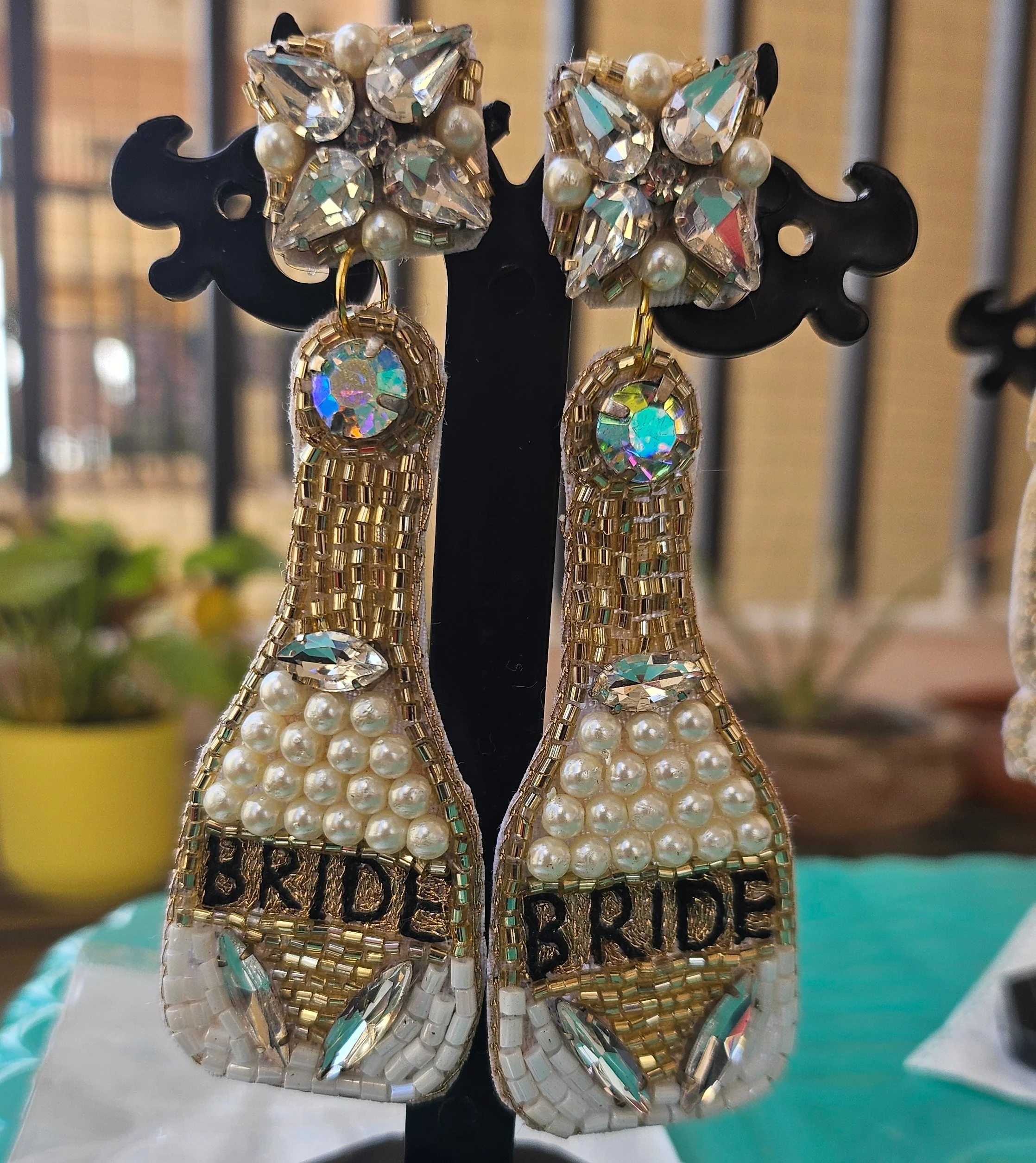 Champagne Bottle Earrings - Bride To Be - Image 3
