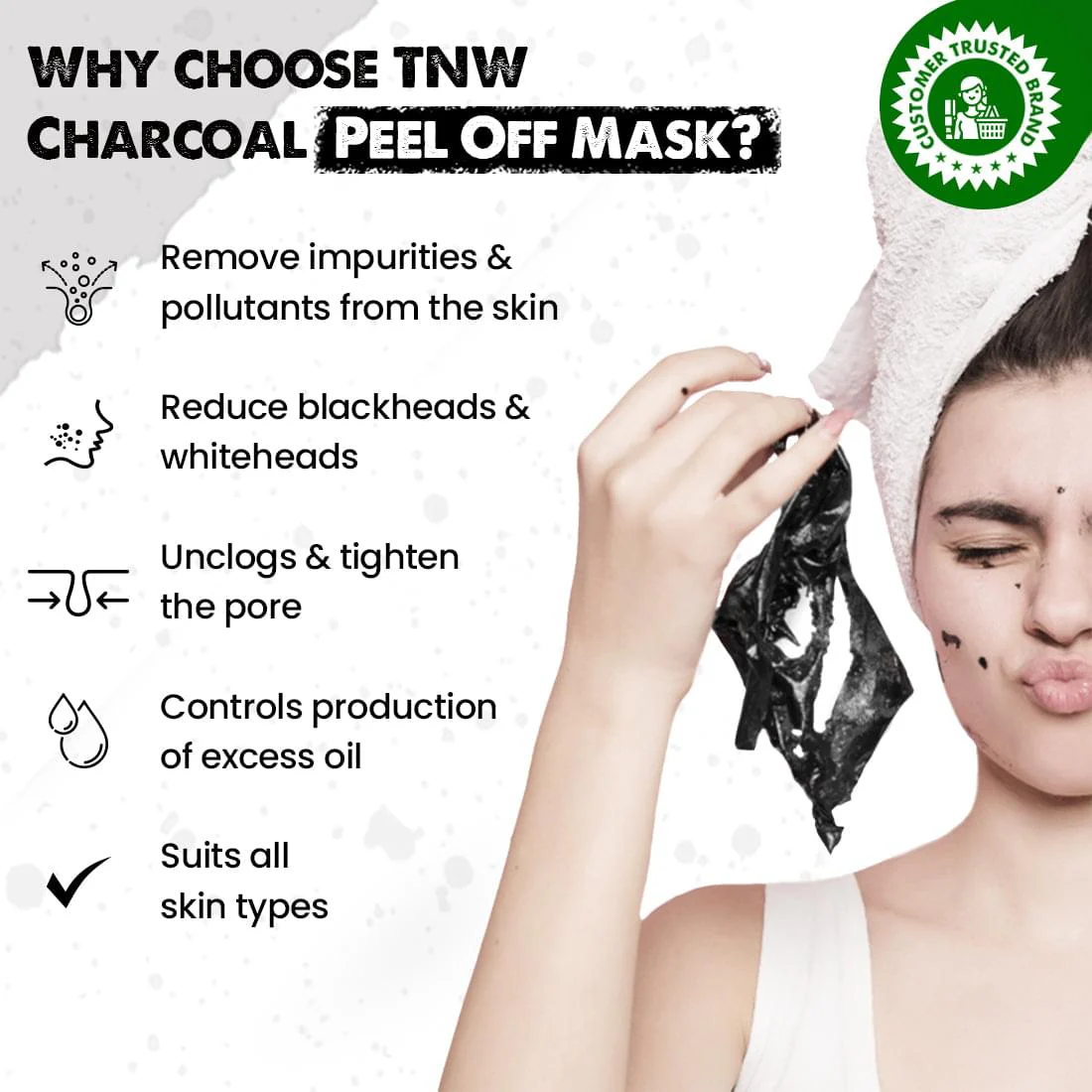 Charcoal Peel Off Mask for Blackheads and Removes Tan. - Image 3