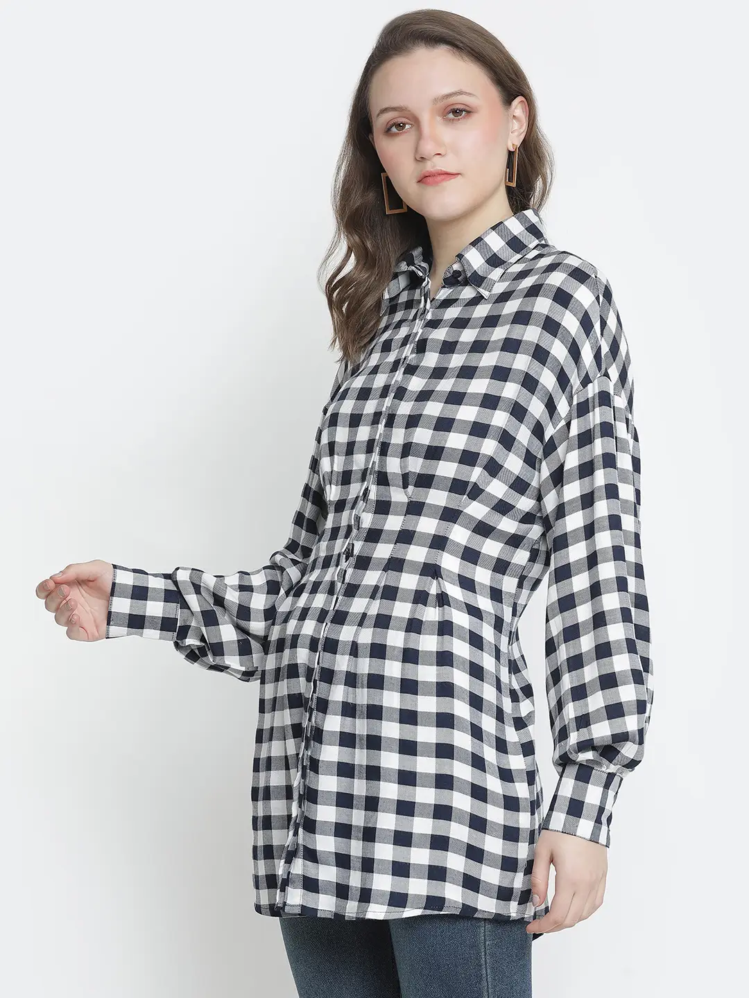 Check Mezz Button-Down Women Tunic - Image 3