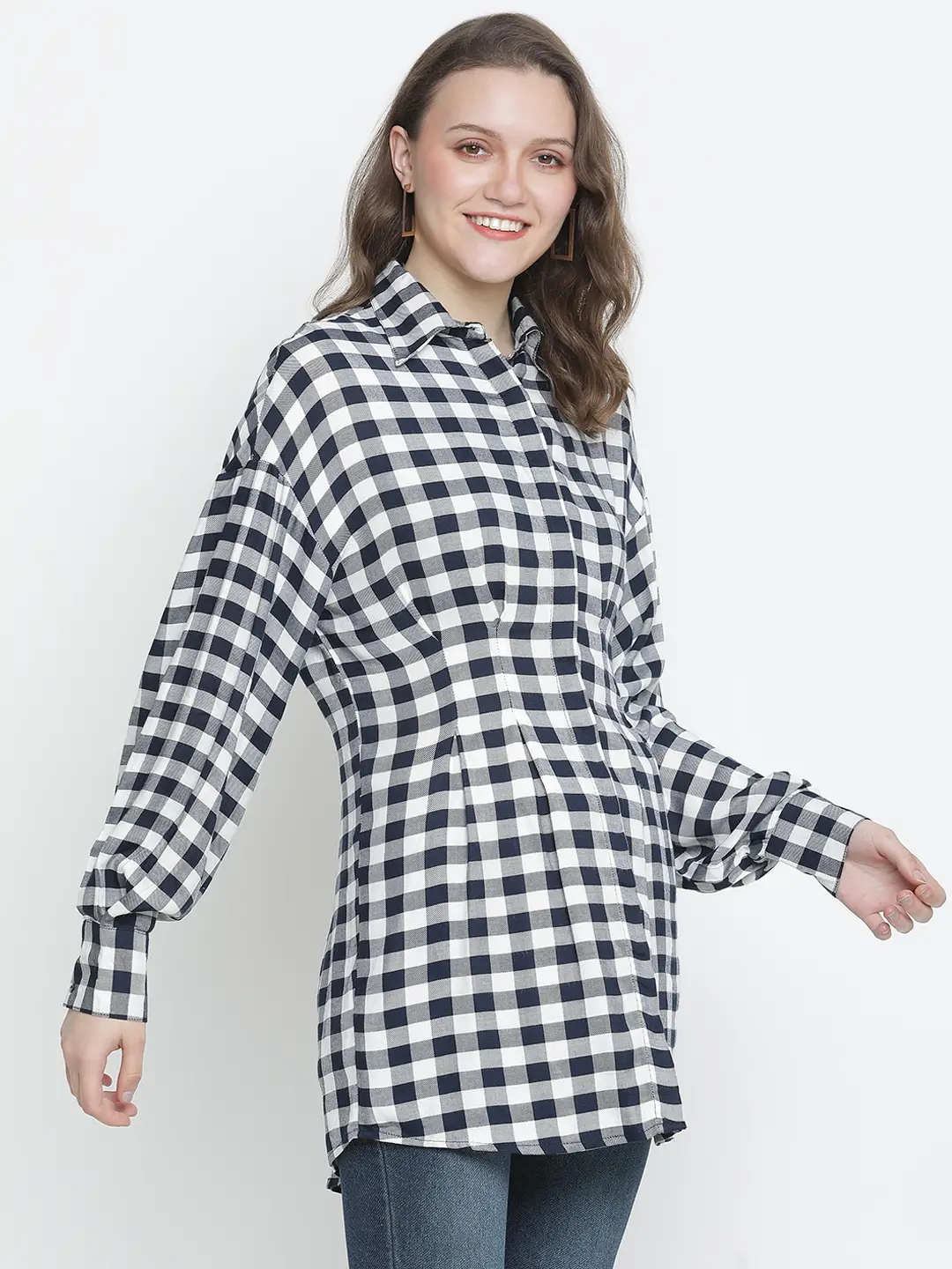 Check Mezz Button-Down Women Tunic - Image 4