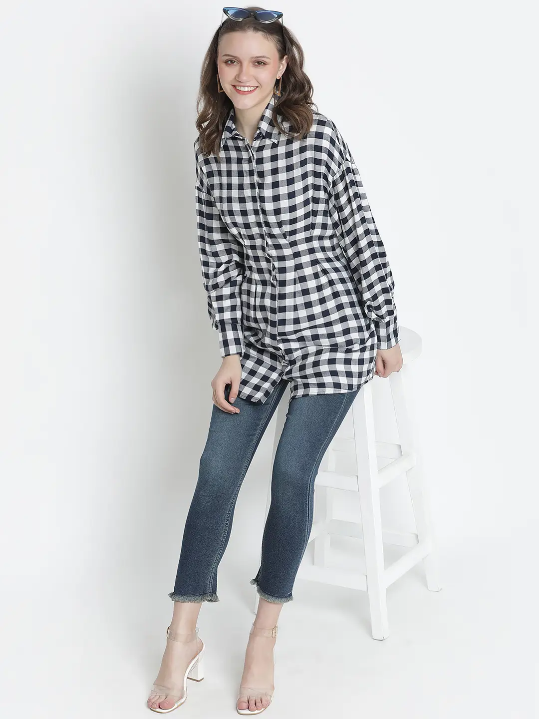 Check Mezz Button-Down Women Tunic - Image 7