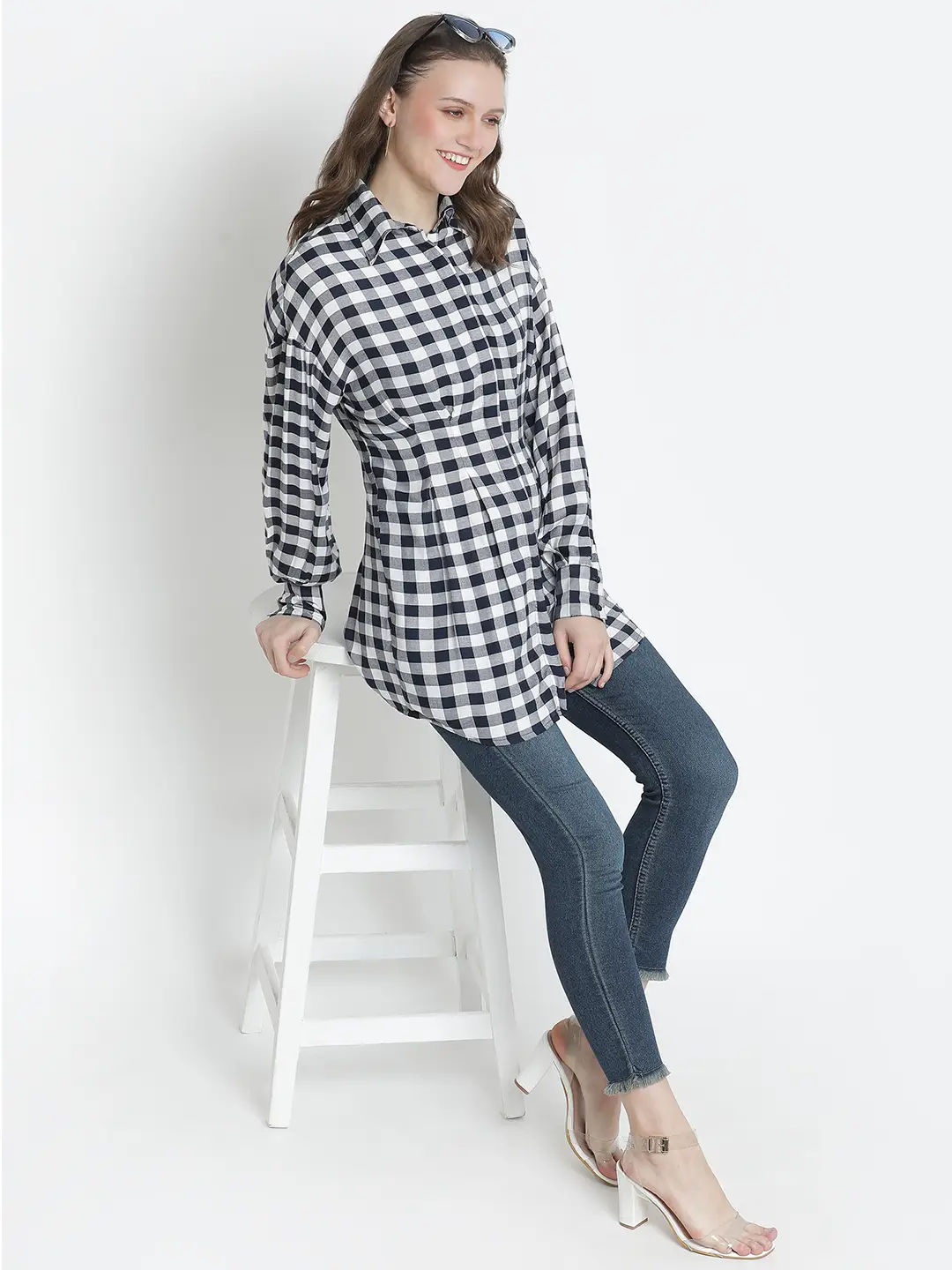 Check Mezz Button-Down Women Tunic - Image 8