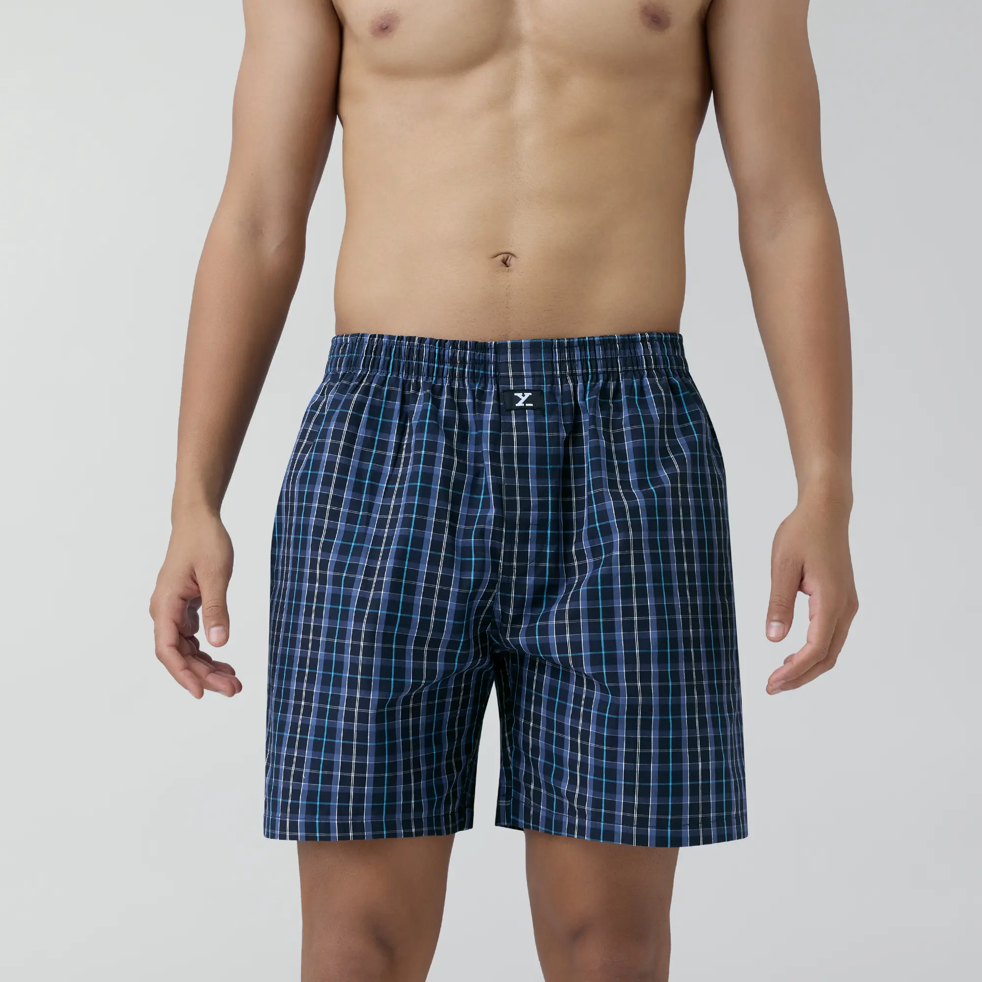 Checkmate Combed Cotton Boxer Shorts Midnight Blue - Image 3